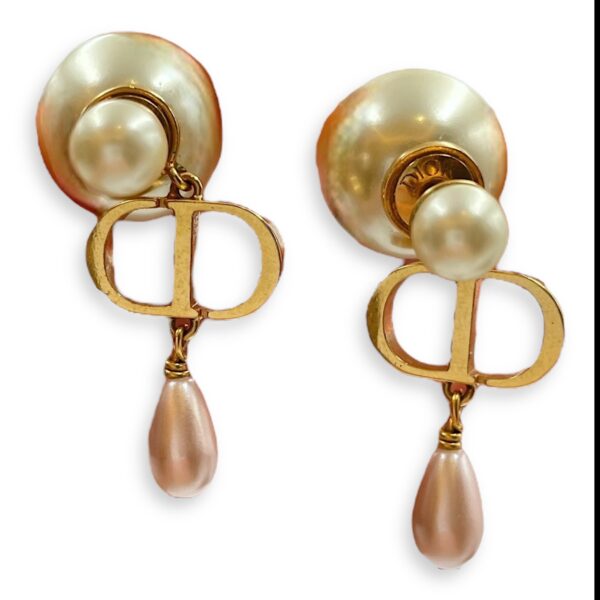 Dior Tribales White/Pink Earrings in Pearl, Gold hardware - Image 3