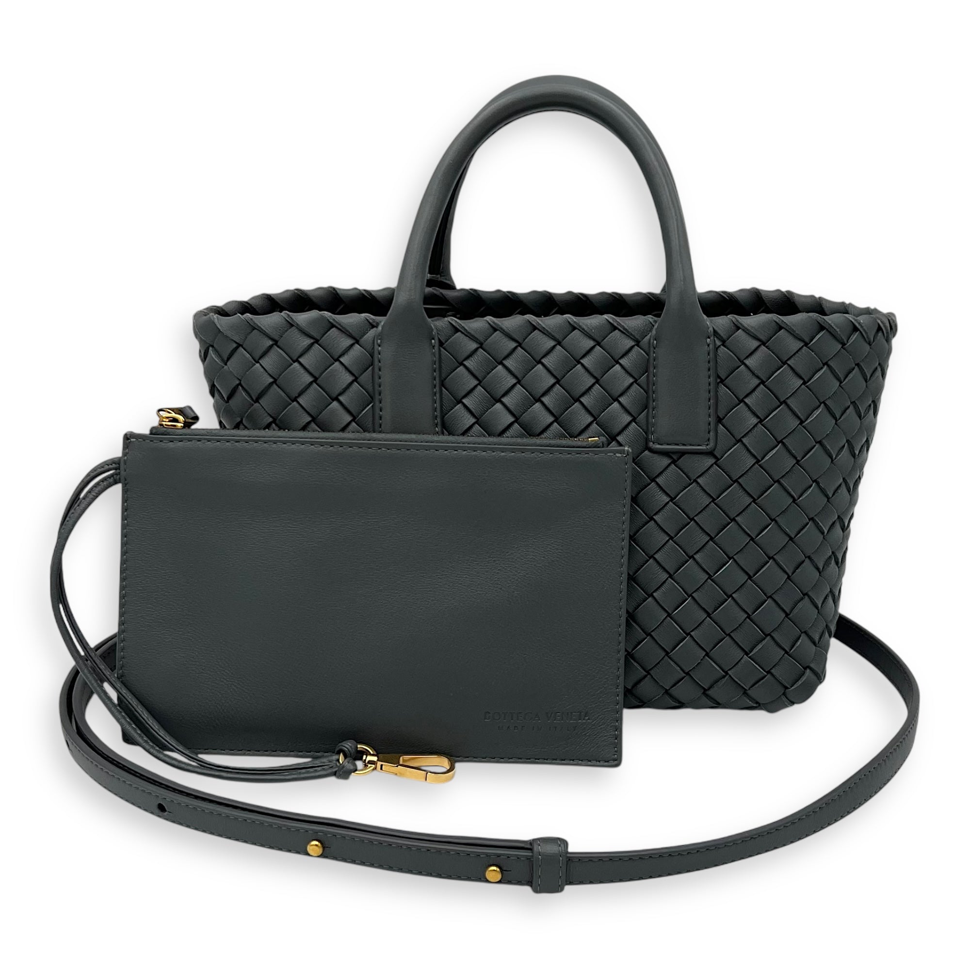 Cabat Top Handle Bag Grey in Lambskin, Silver hardware - Image 11