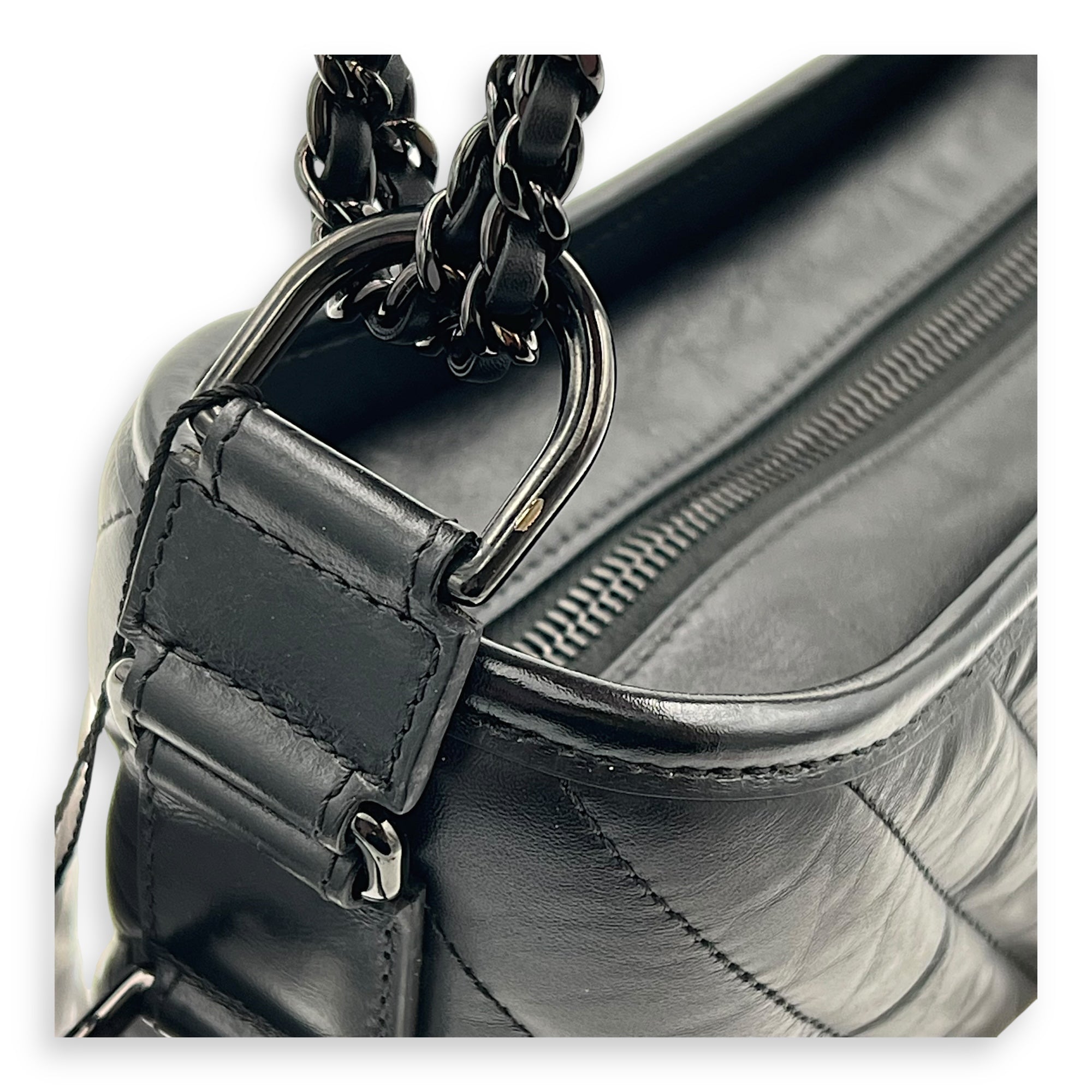 Gabrielle Large Black Shoulder Bag in Calfskin, So Black hardware - Image 9