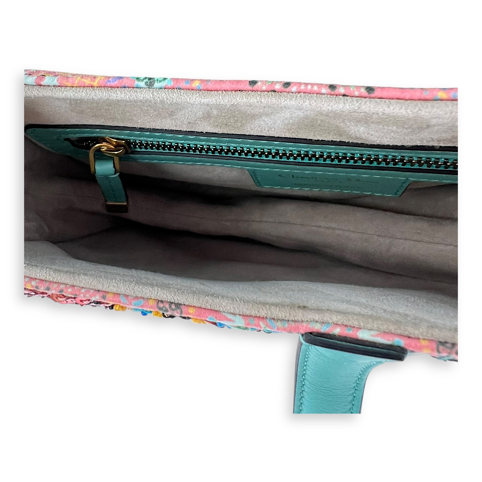 Saddle Shoulder Bag Medium Multi-colour in Beads, Gold hardware - Image 12