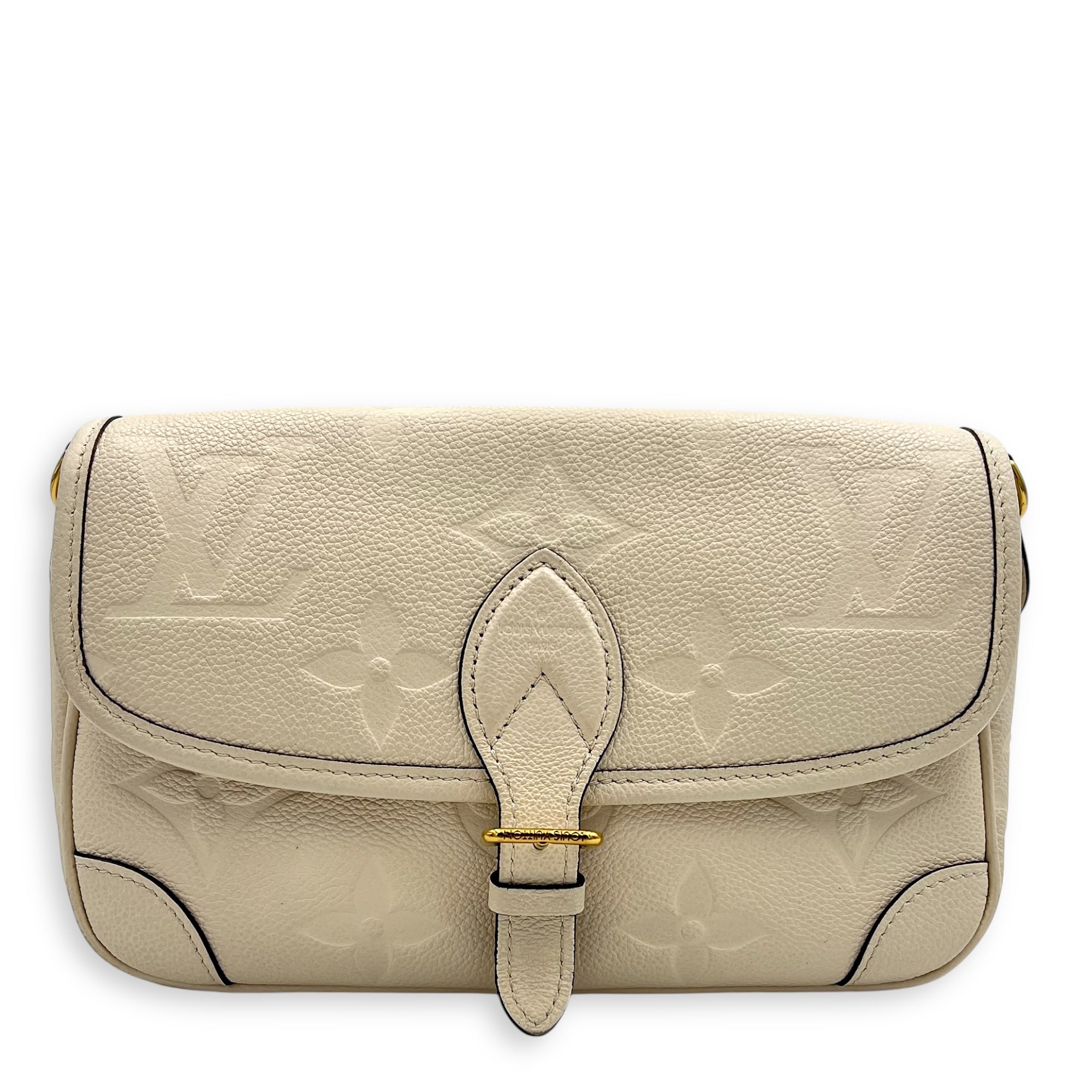 Diane Crossbody Bag Beige in Empreinte Leather, Gold hardware