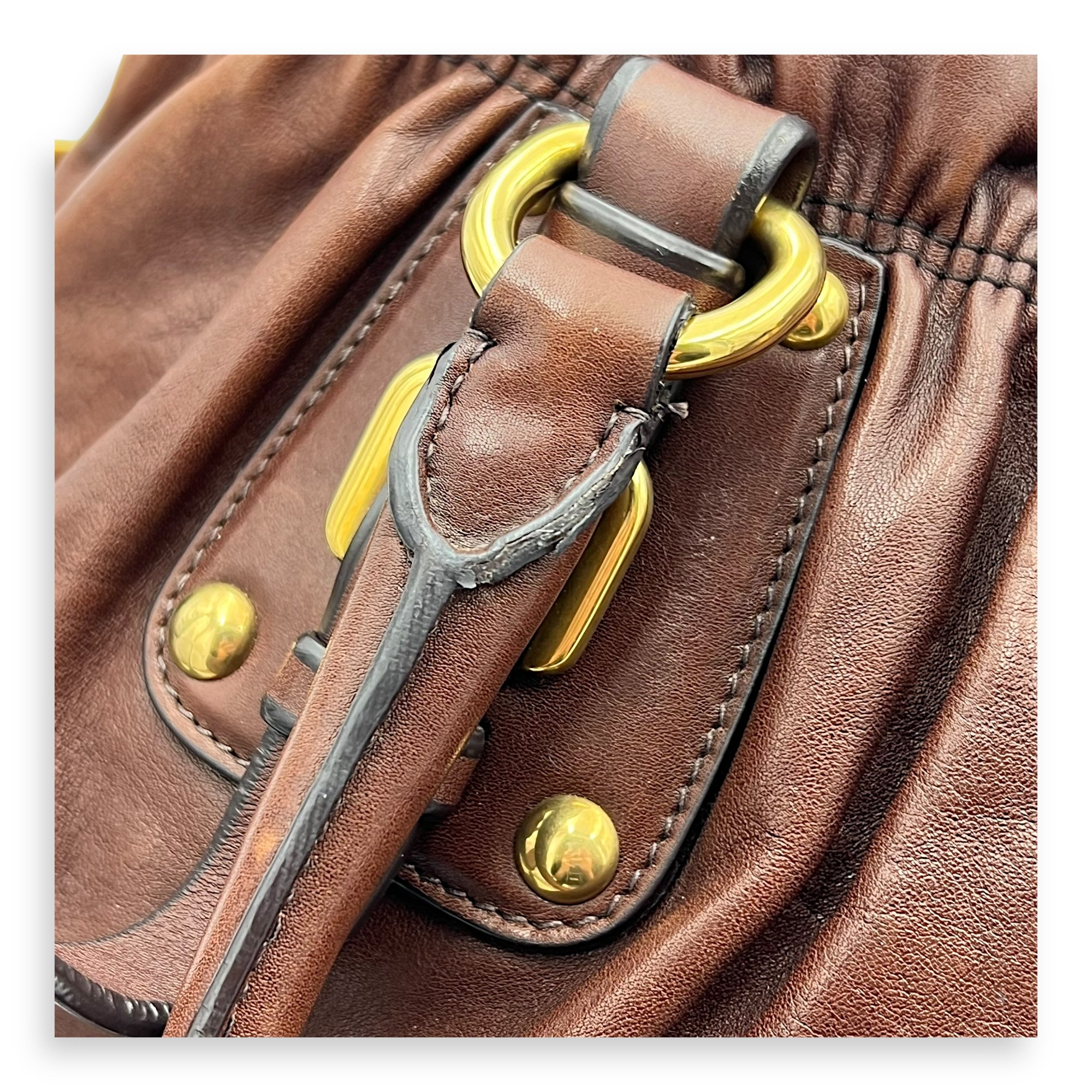 Logo Top Handle Bag Brown in Calfskin, Gold hardware - Image 13