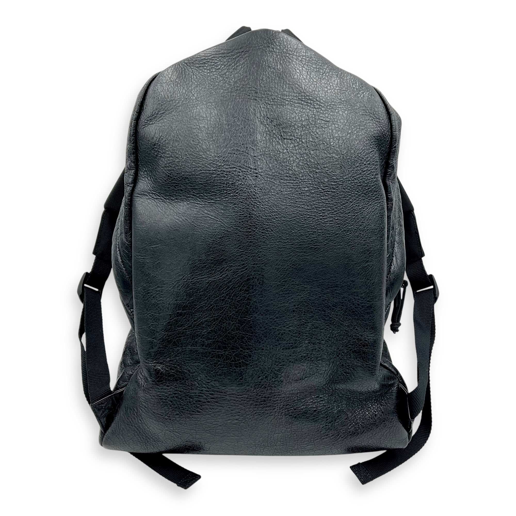 Logo Black Backpack in Distressed Leather, Silver hardware - Image 4