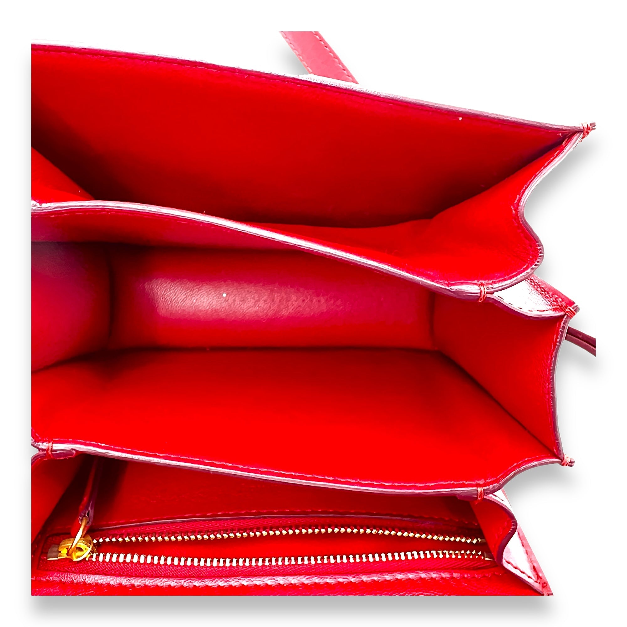 Box Small Red Shoulder Bag in Calfskin, Gold hardware - Image 12