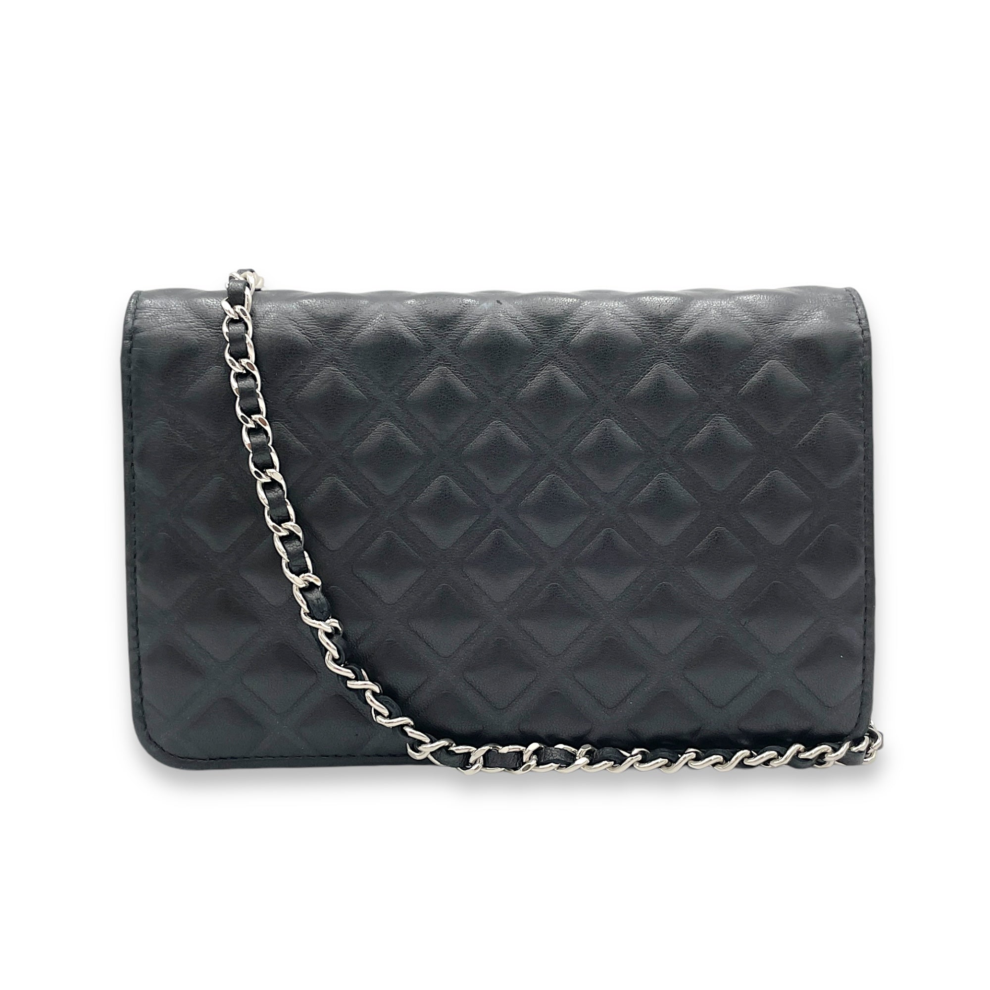 CC Black Wallet On Chain in Lambskin, Silver hardware - Image 3