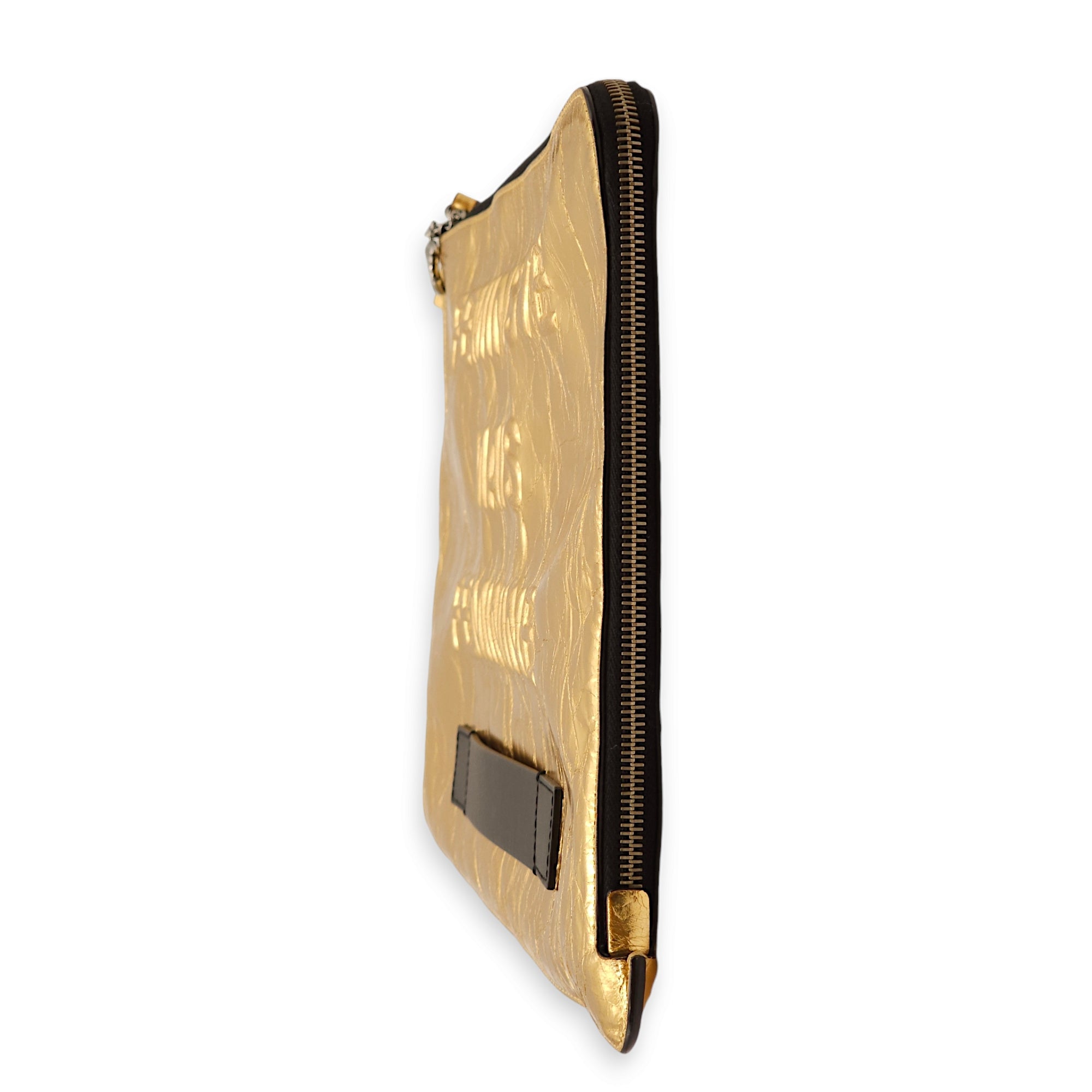 Feministe Mais Feminine Matallic Gold Clutch in Calfskin, Palladium hardware - Image 5