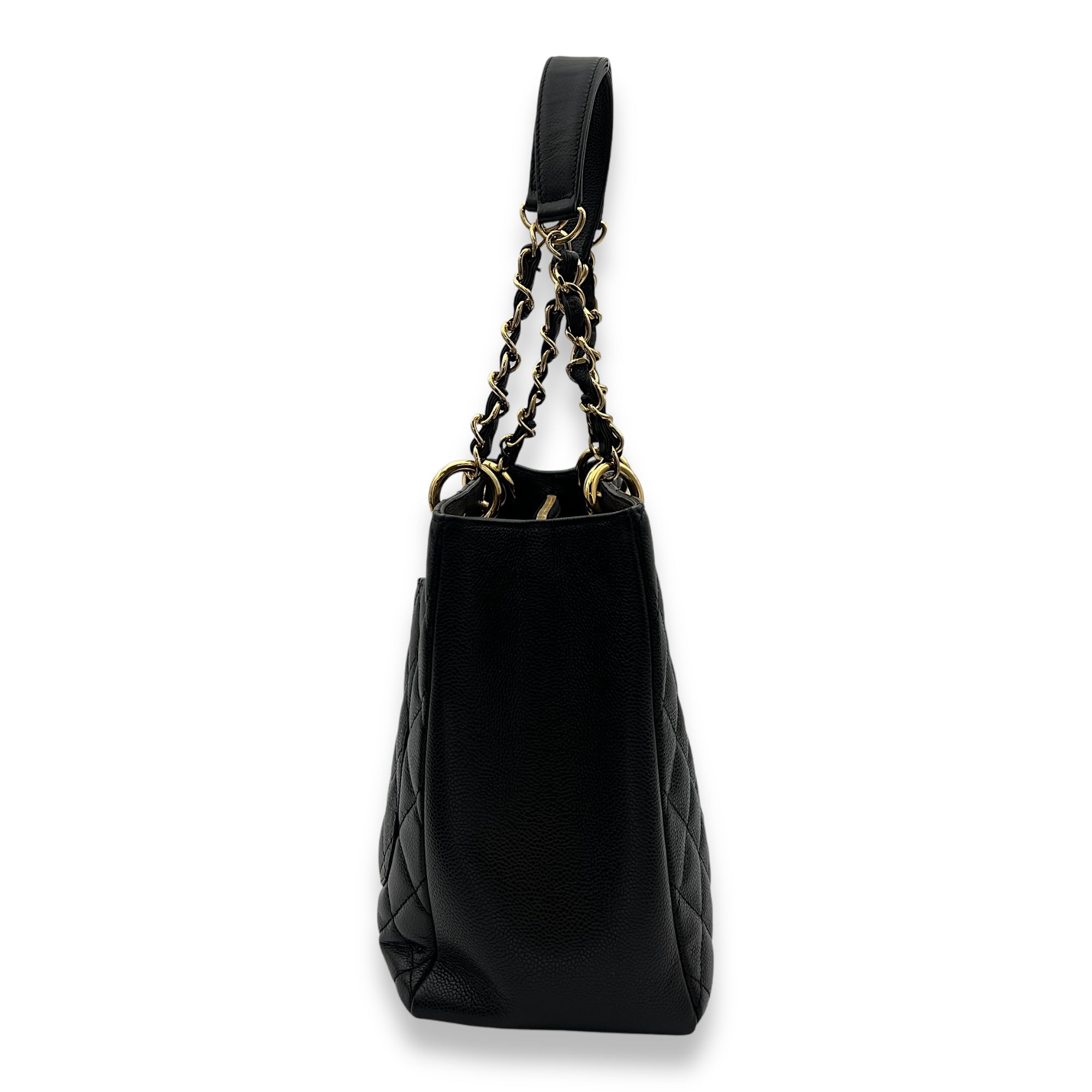 GST Black Tote Bag in Caviar Leather, Gold hardware - Image 4