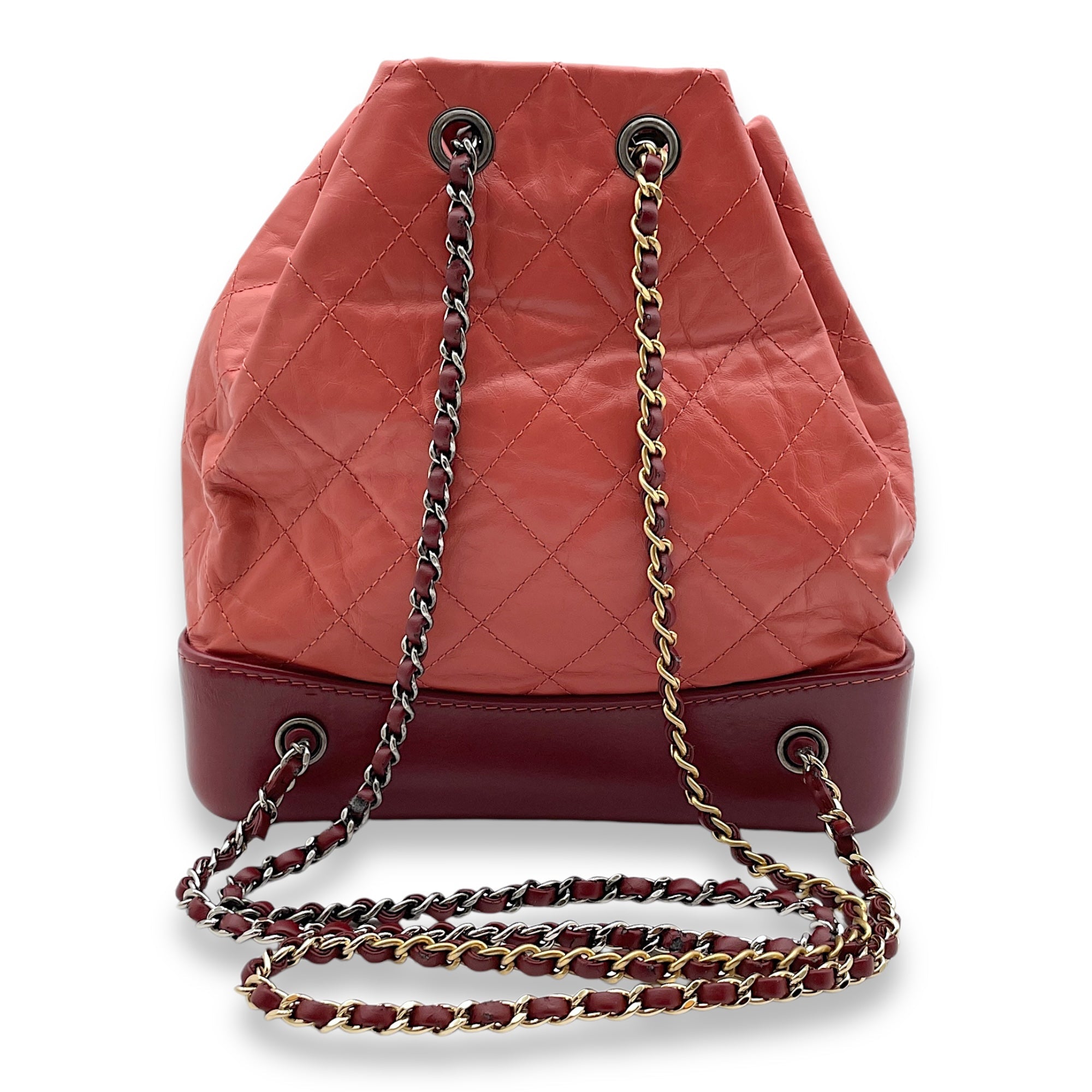 Gabrielle Raspberry Backpack in Calfskin, Gold/Ruthenium/Silver hardware - Image 12