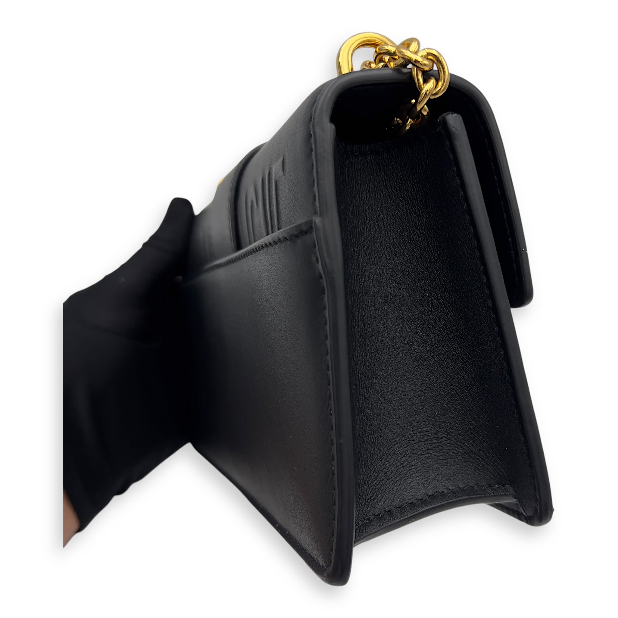 Montaigne Shoulder Bag Black in Calfskin, Gold hardware - Image 15
