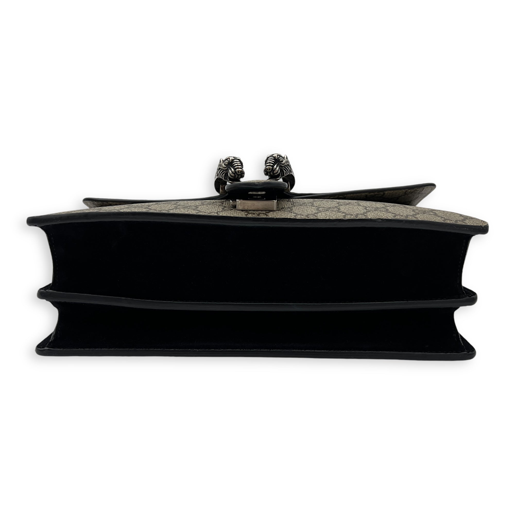 Dionysus Small Black Shoulder Bag in Coated Canvas, Silver hardware - Image 6