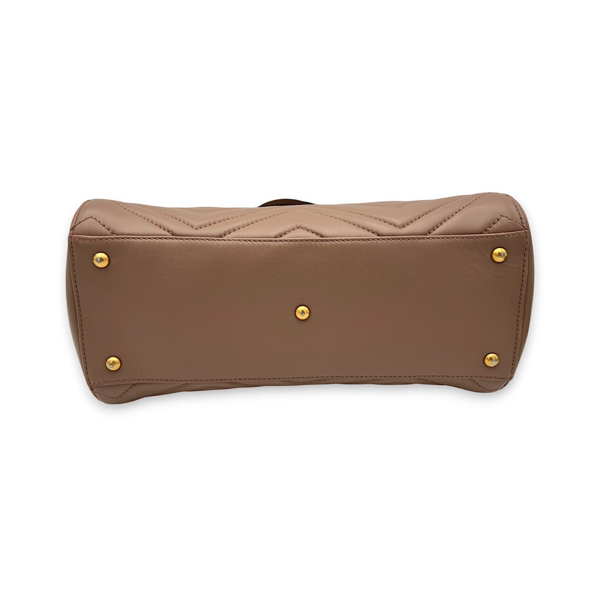 GG Marmont Beige Top Handle Bag in Calfskin, Gold hardware - Image 6
