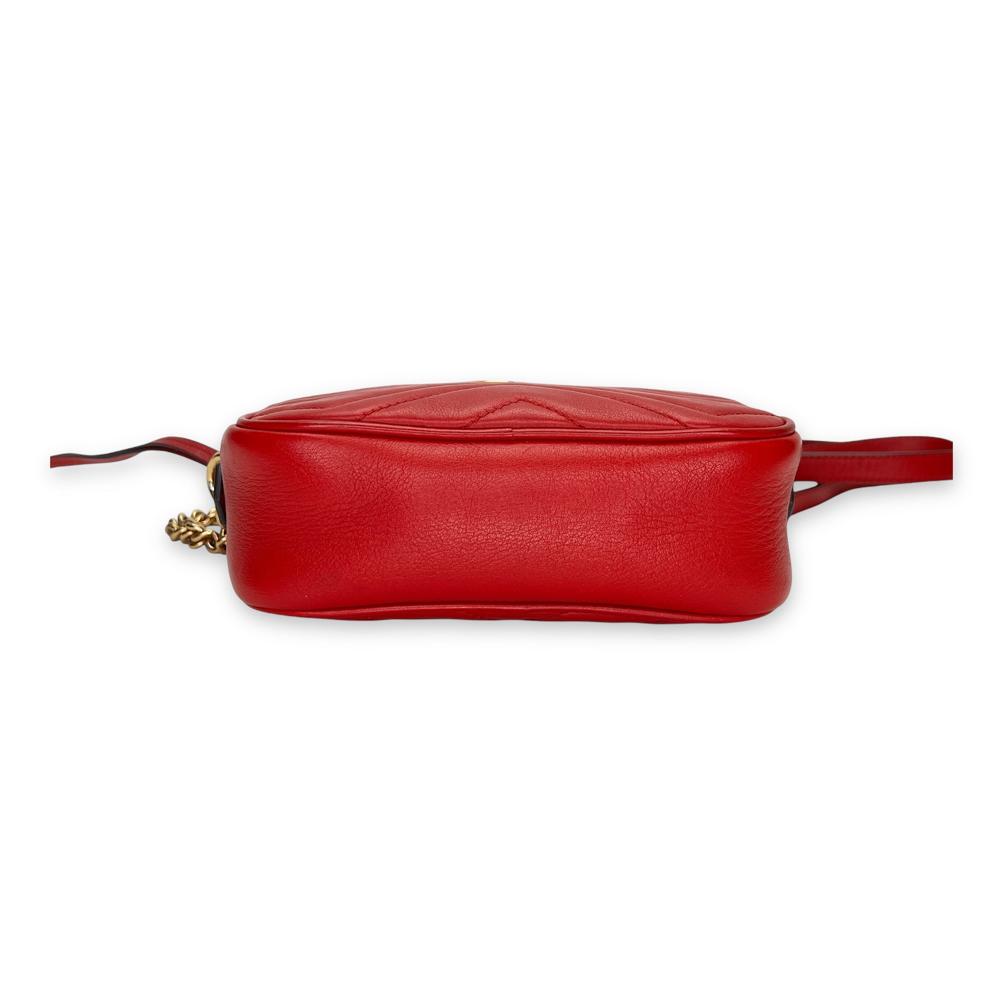 GG Marmont NA Crossbody Bag Red in Calfskin, Gold - Image 6