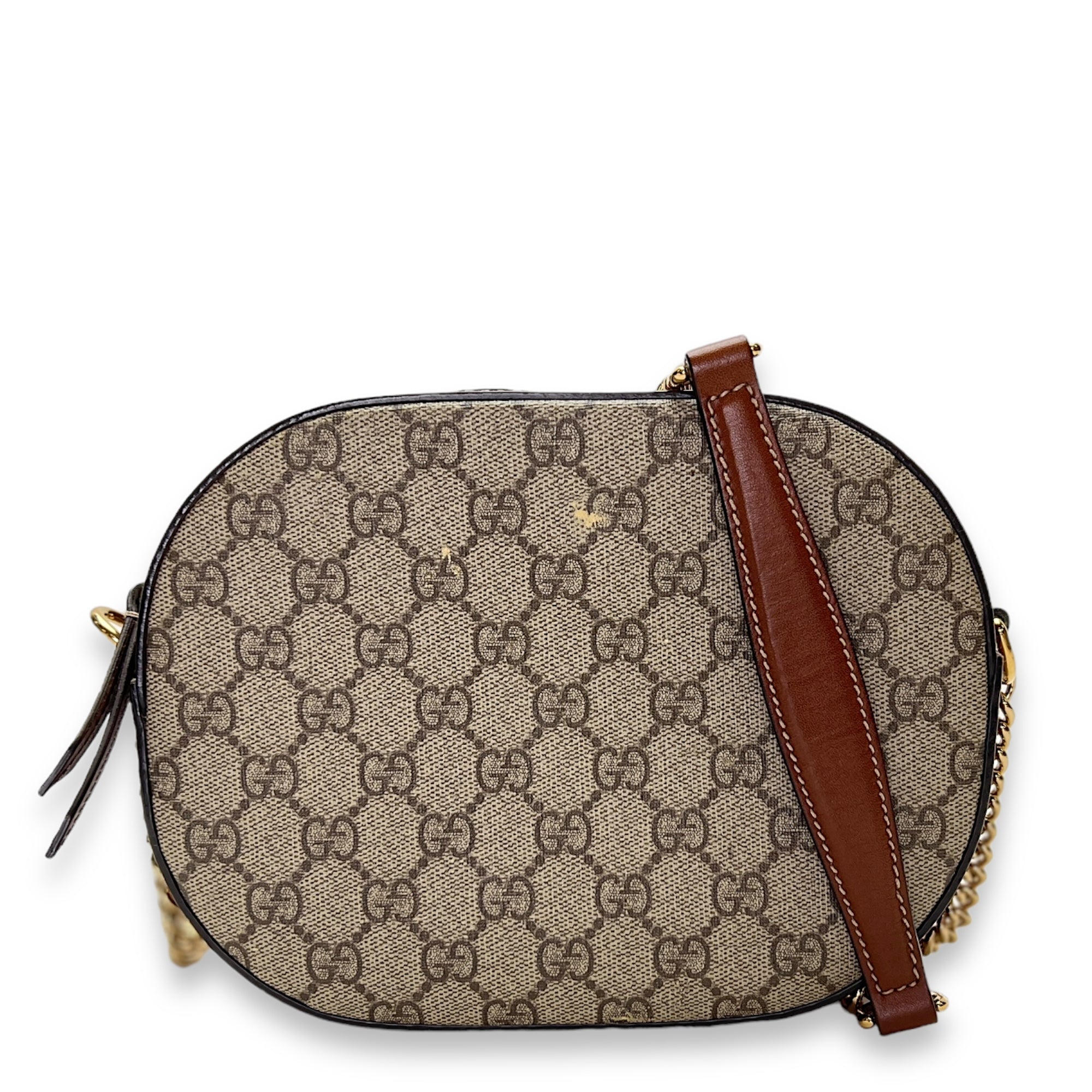 GG supreme Crossbody Bag Brown in Coated Canvas , Gold Hardware