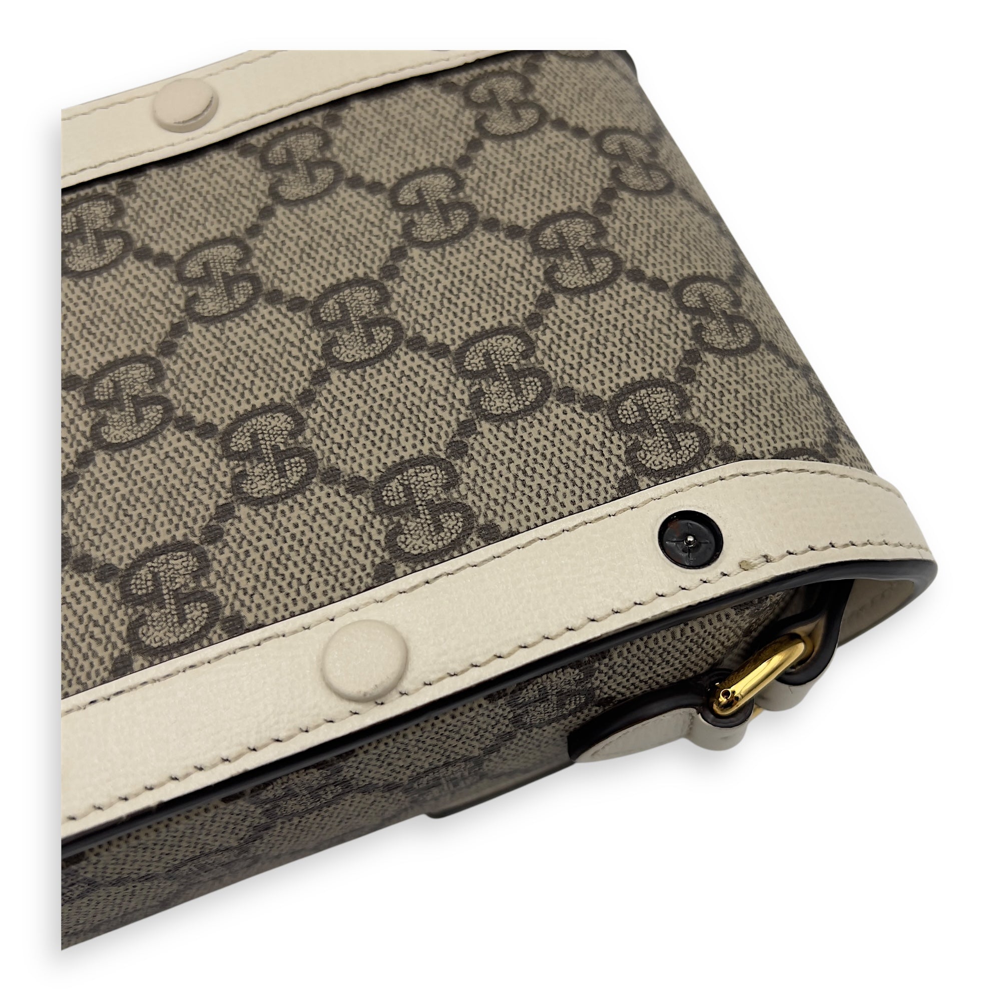 Horsebit 1955 Brown Crossbody Bag in Monogram Coated Canvas, Gold hardware - Image 14