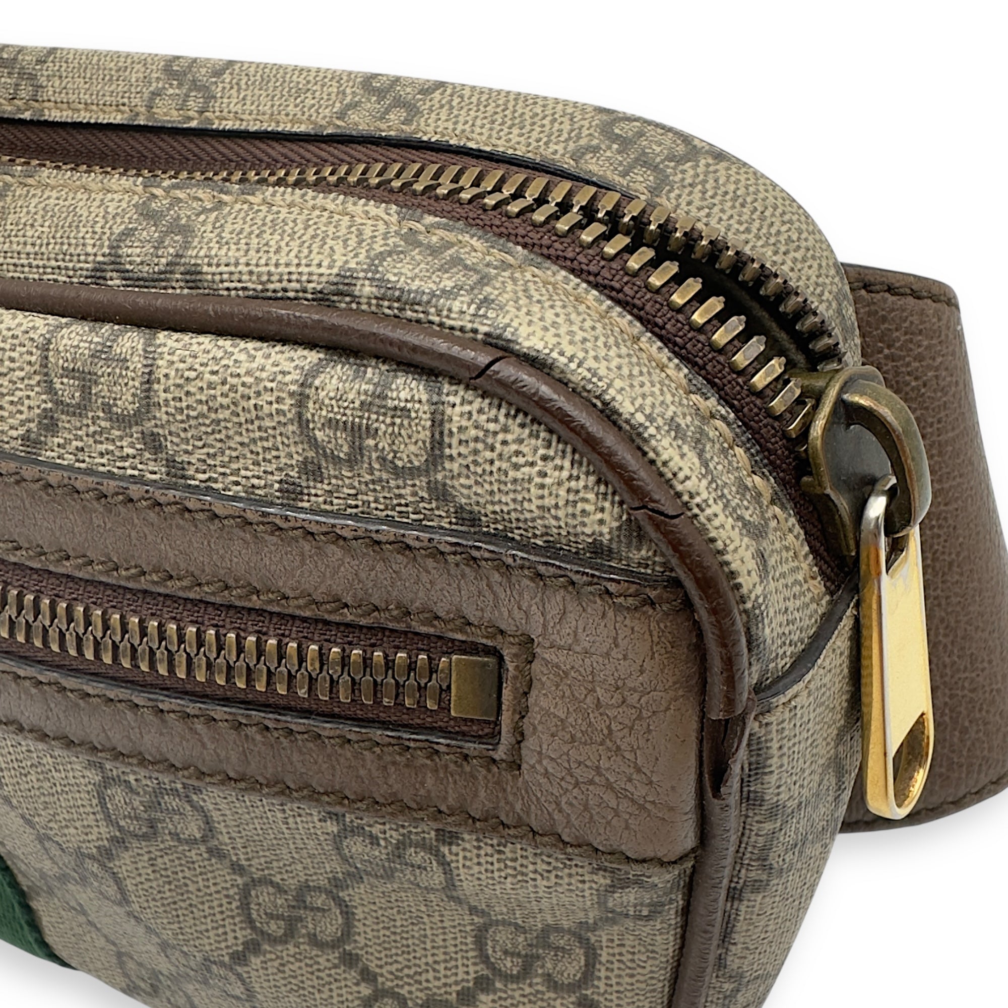 Ophidia Crossbody Bag Brown in Coated Canvas, Gold hardware - Image 14