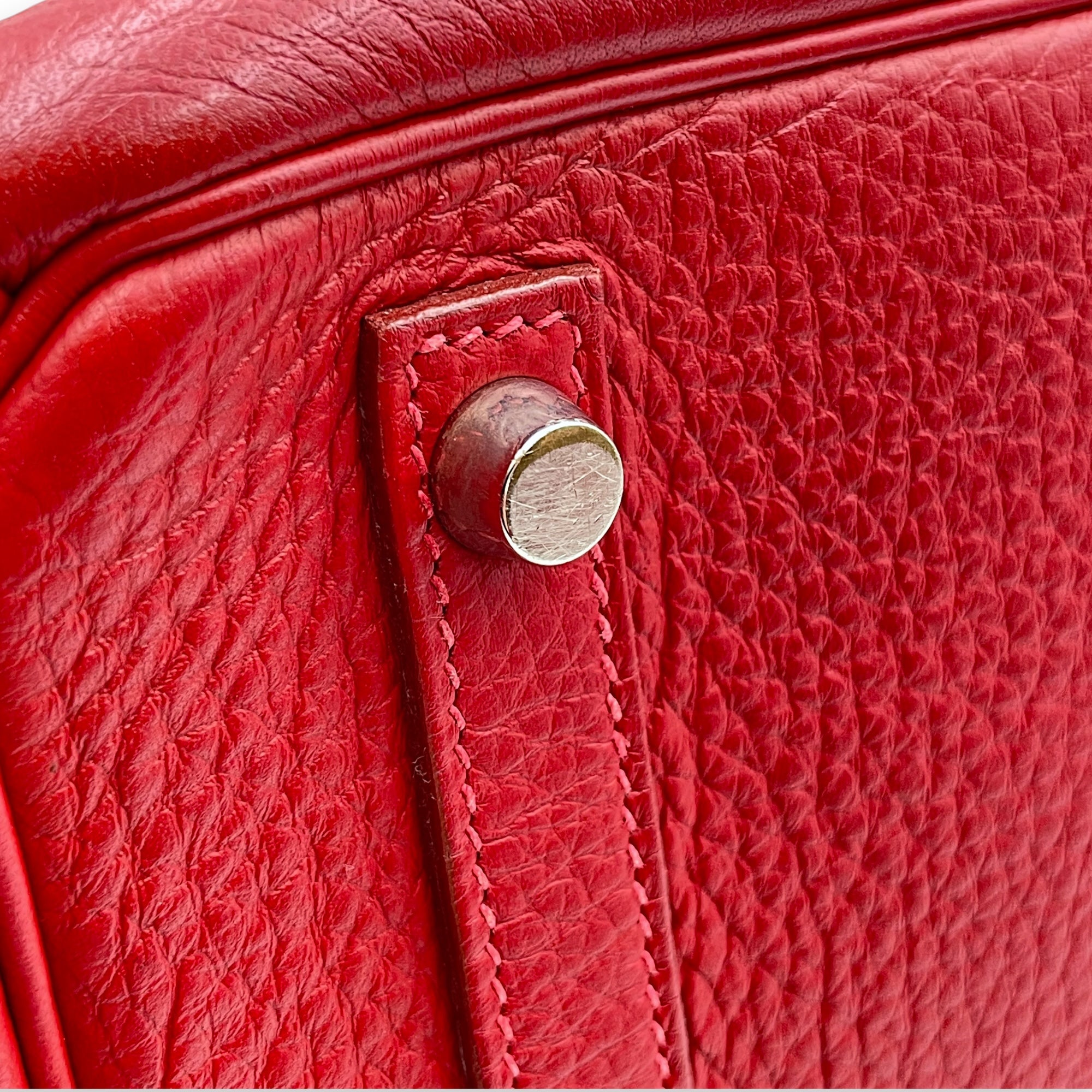 Birkin 30 Rouge Vif in Clemence, Silver hardware - Image 9