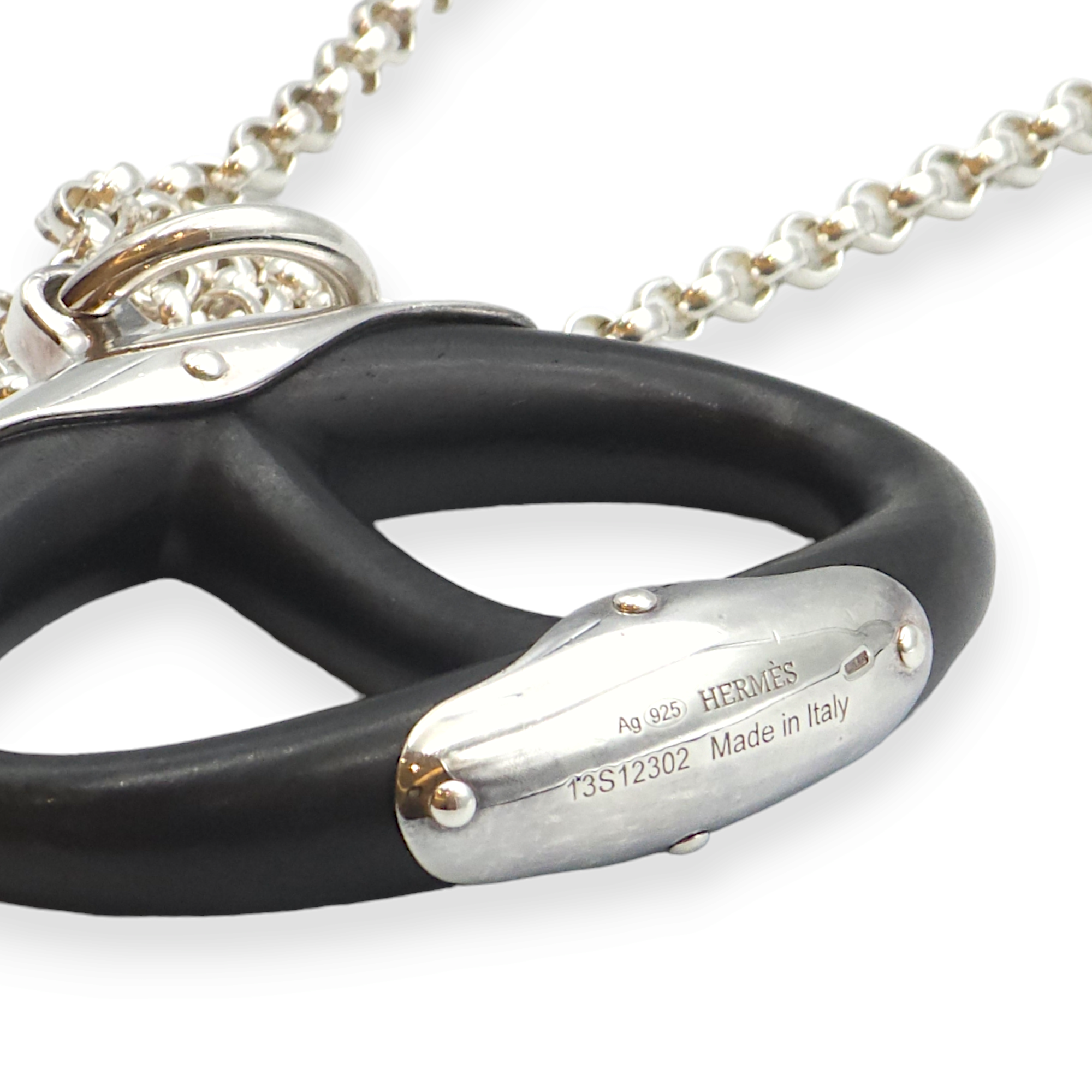 Chaine D'ancre Pendant Black Necklace in Ebony Wood, Silver hardware - Image 5