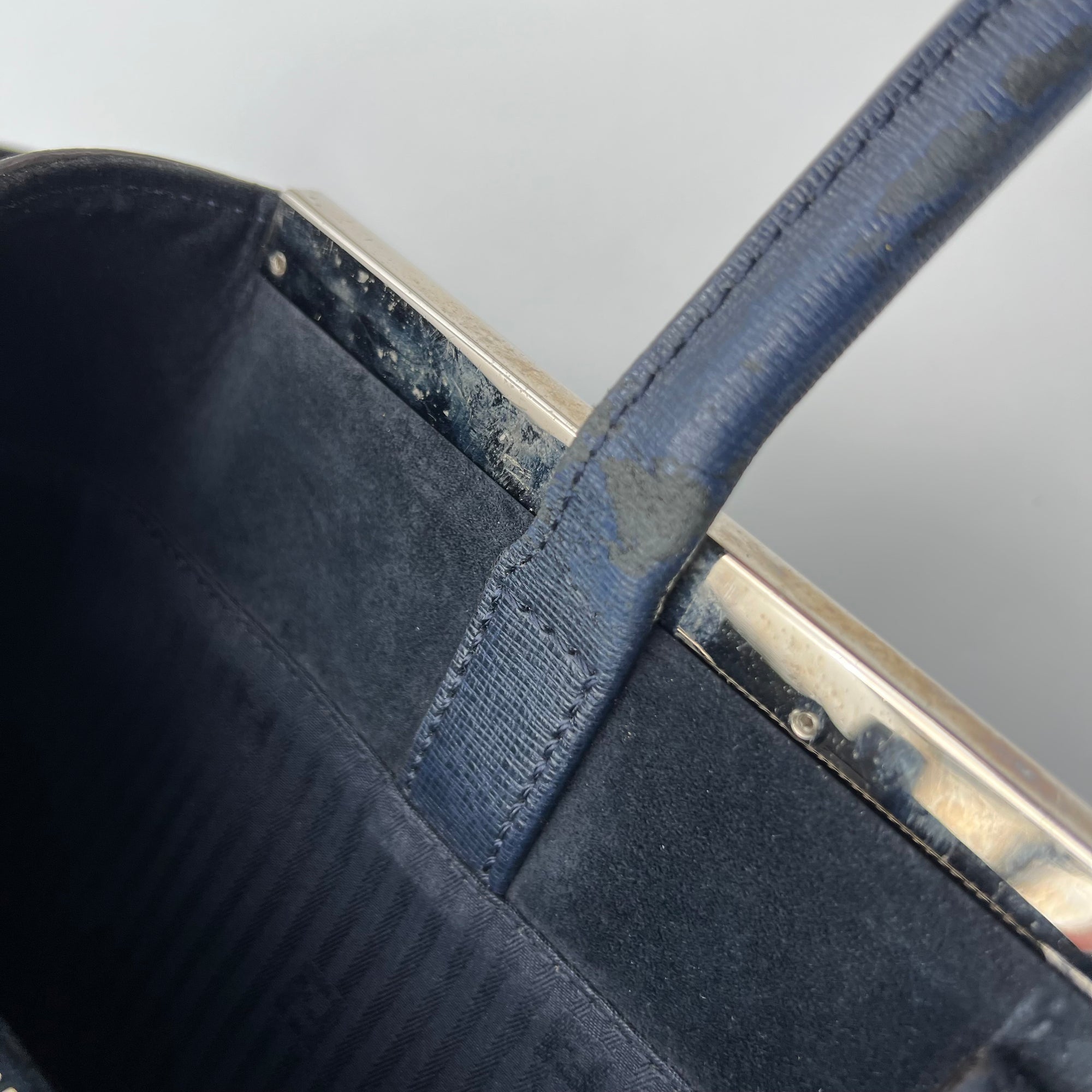 2Jours Blue Top Handle Bag in Calfskin, Silver hardware - Image 18