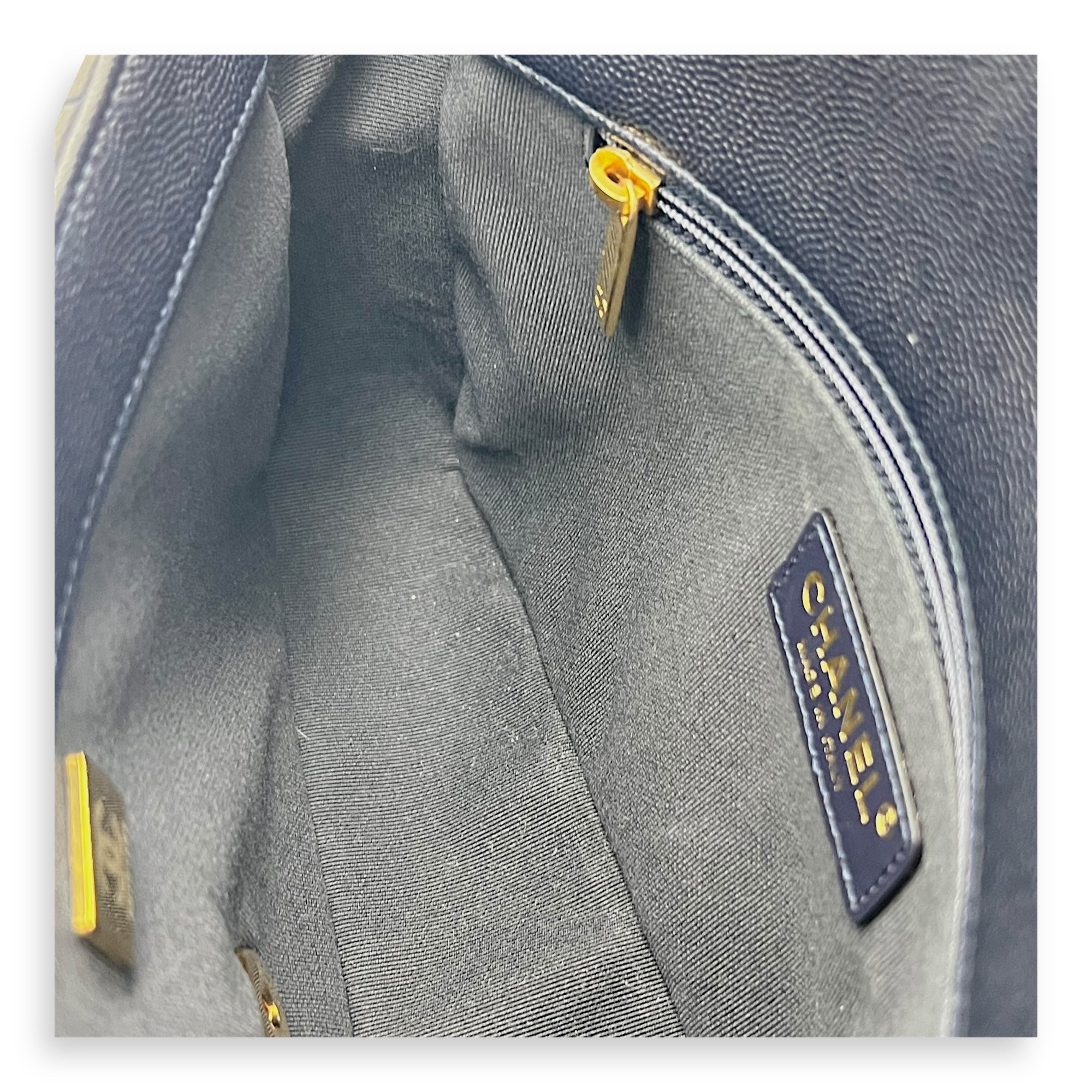 Chain Around Blue Crossbody Bag in Caviar Leather, Gold hardware - Image 13