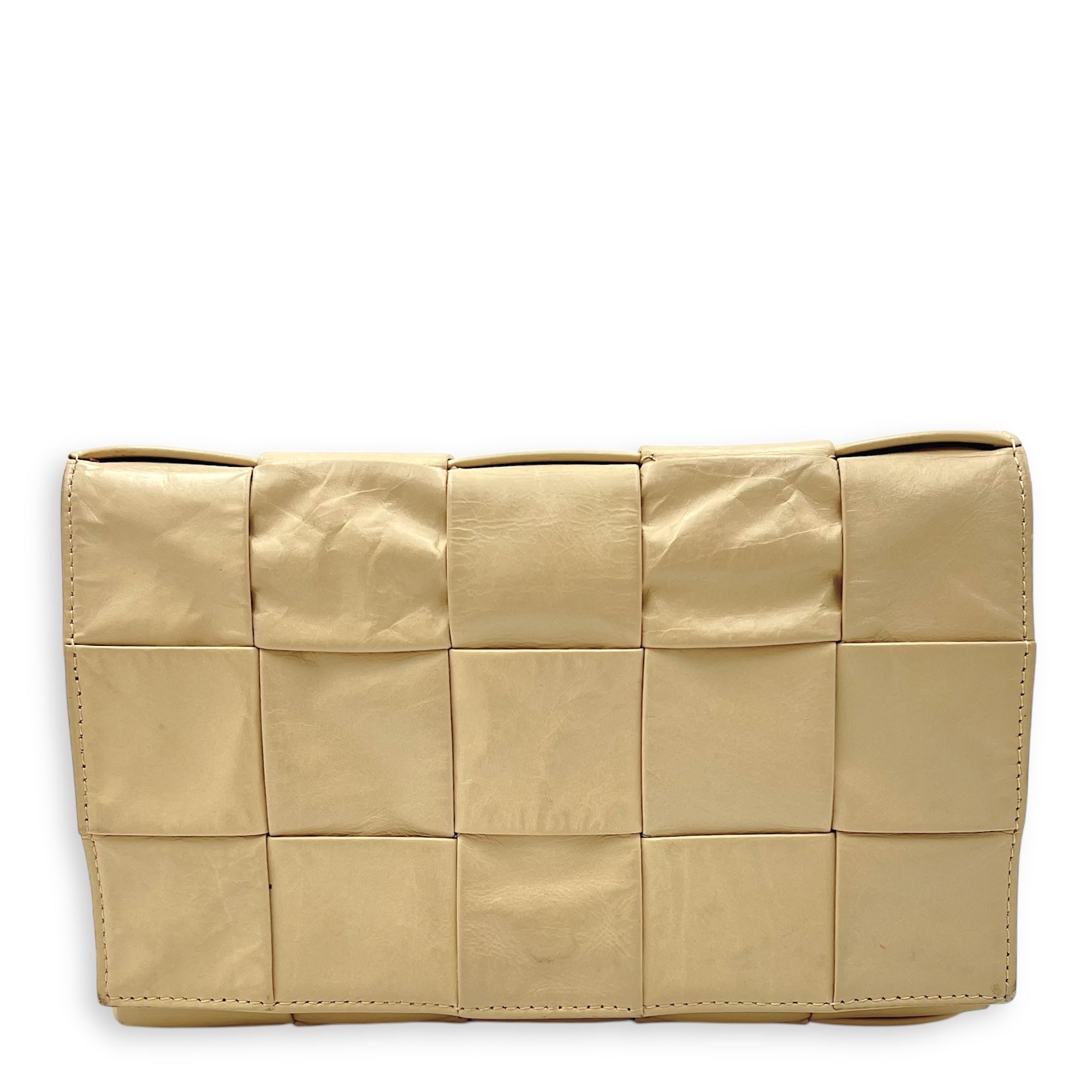 Cassette Crossbody Bag Beige in Calfskin, Silver hardware