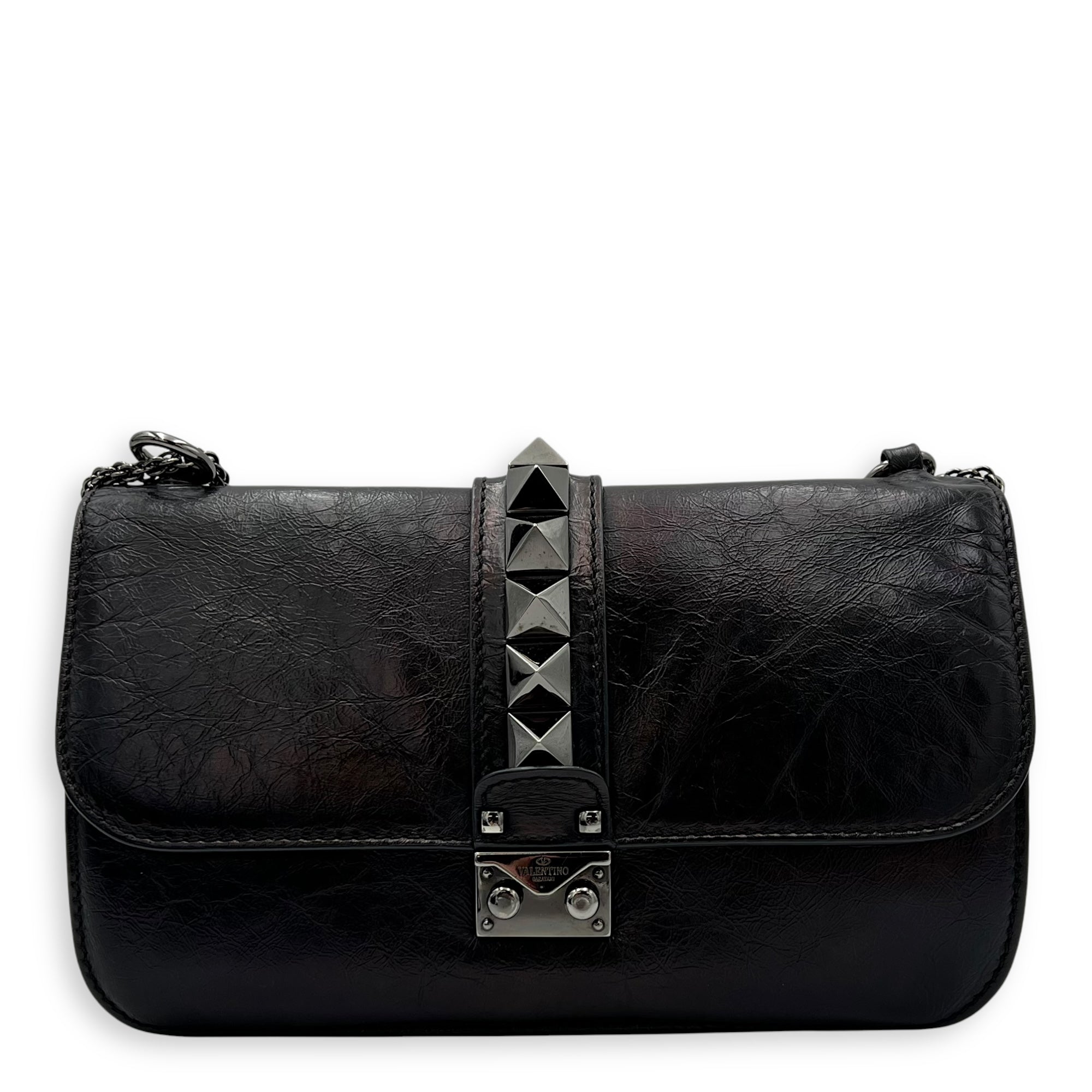 Glamlock Black Shoulder Bag in Calfskin, So Black hardware