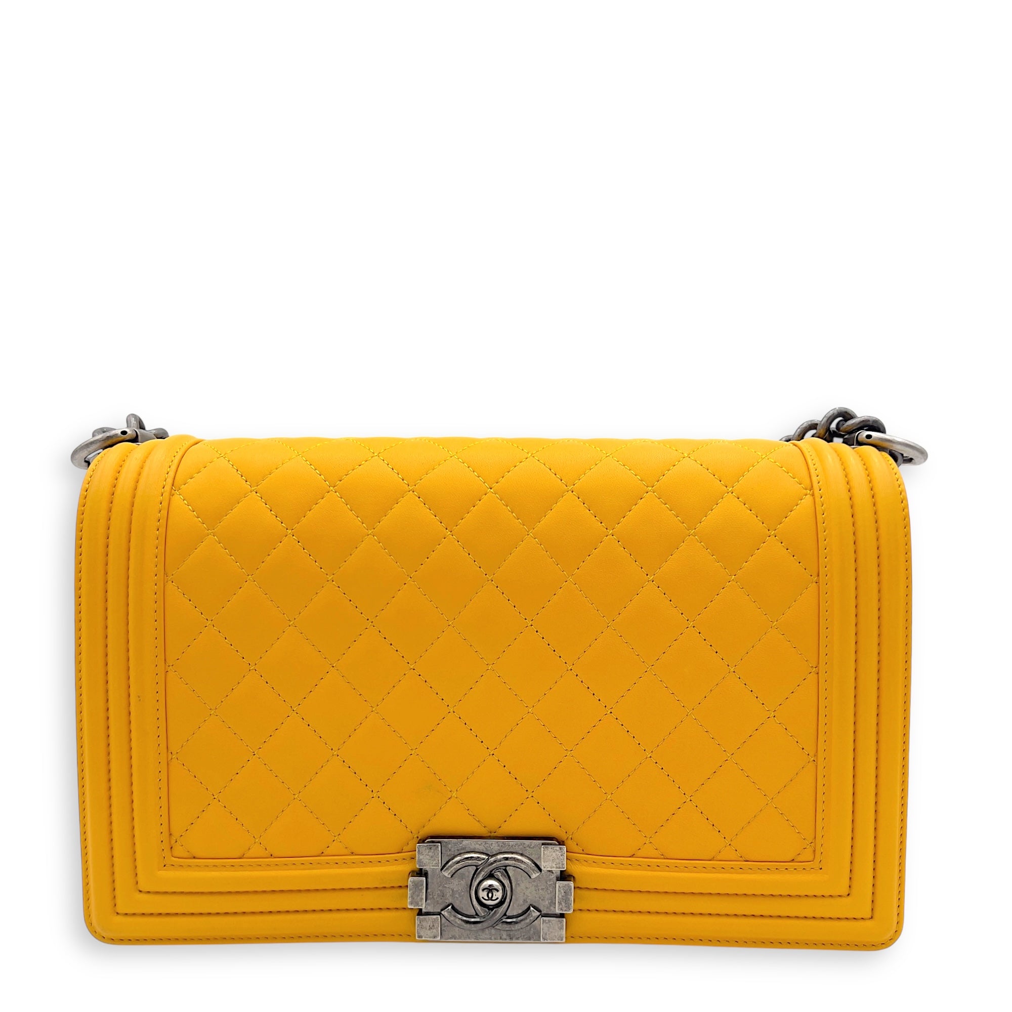 Boy Large Shoulder bag in Lambskin, Ruthenium Hardware