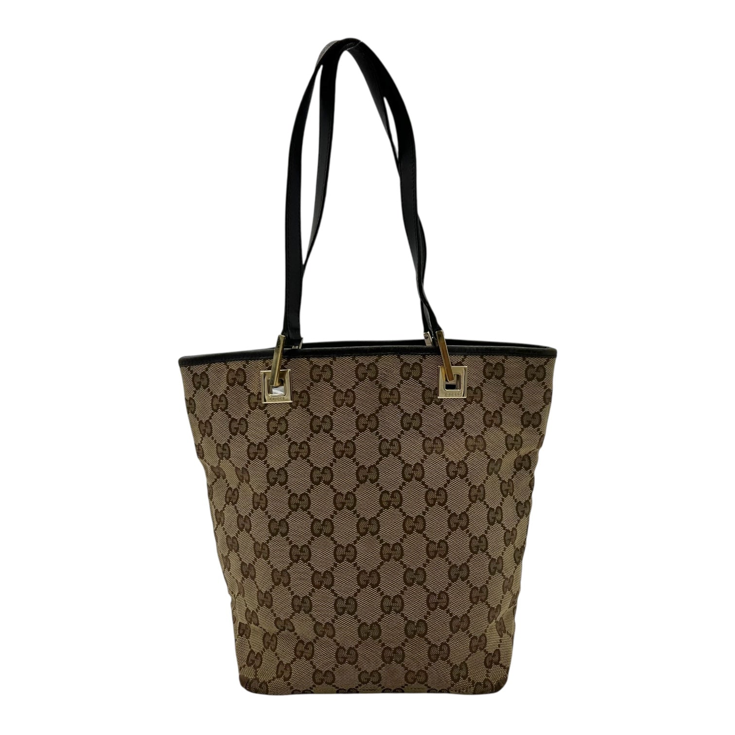 GG Brown Tote Bag in Canvas, Gold hardware