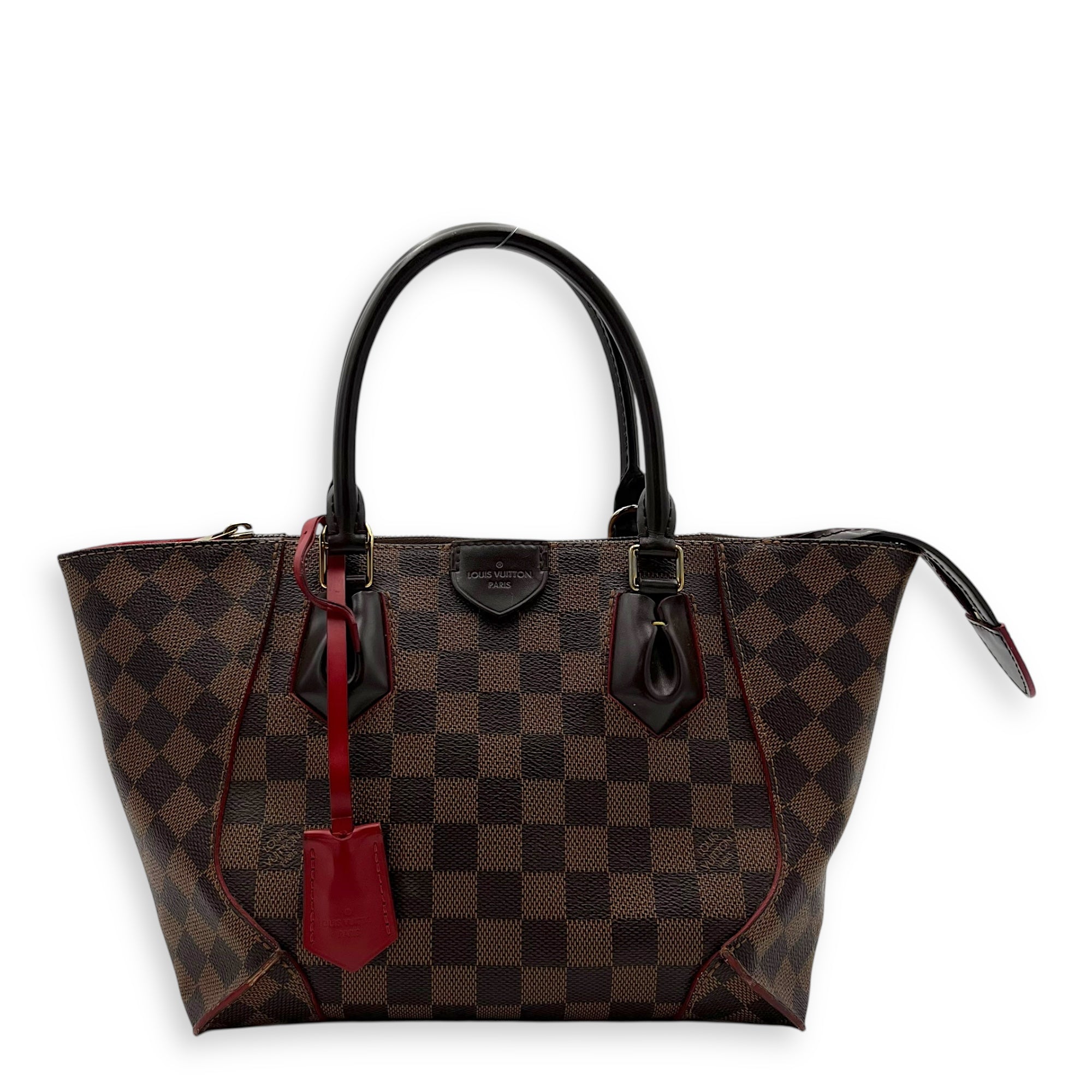 Caissa Top Handle Bag Brown in Coated Canvas, Gold hardware