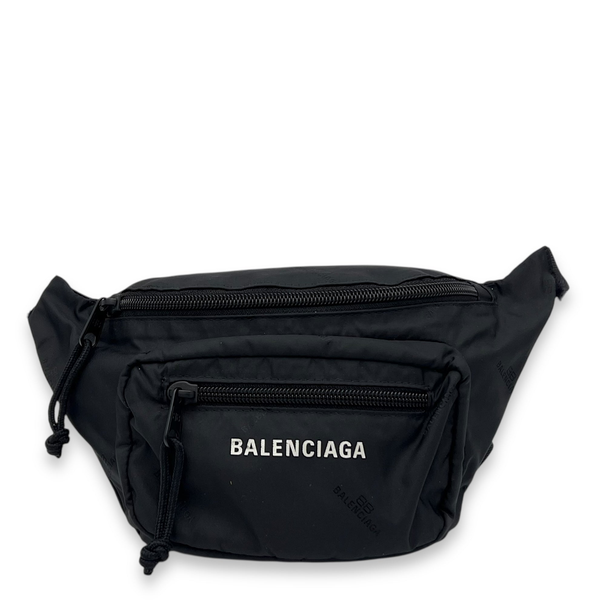 Logo Belt Bag Black in Canvas, Silver hardware
