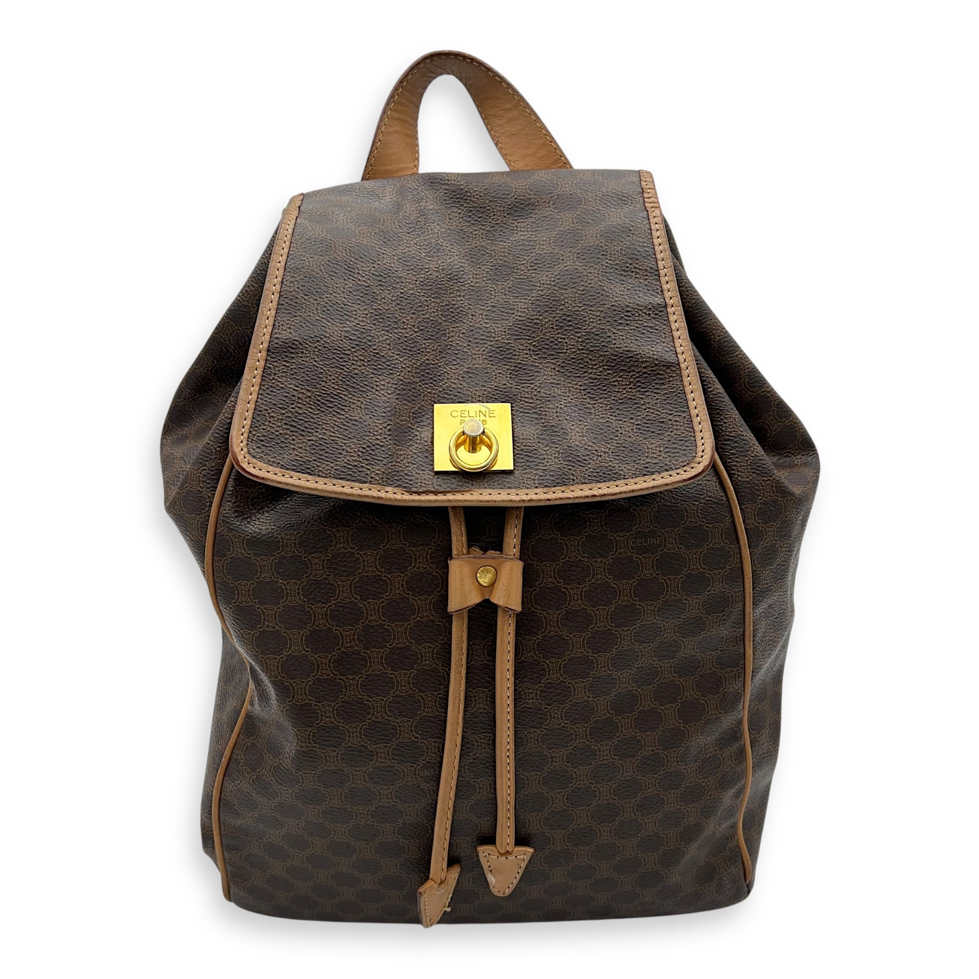 Macadam Backpack Brown in Coated Canvas, Gold hardware