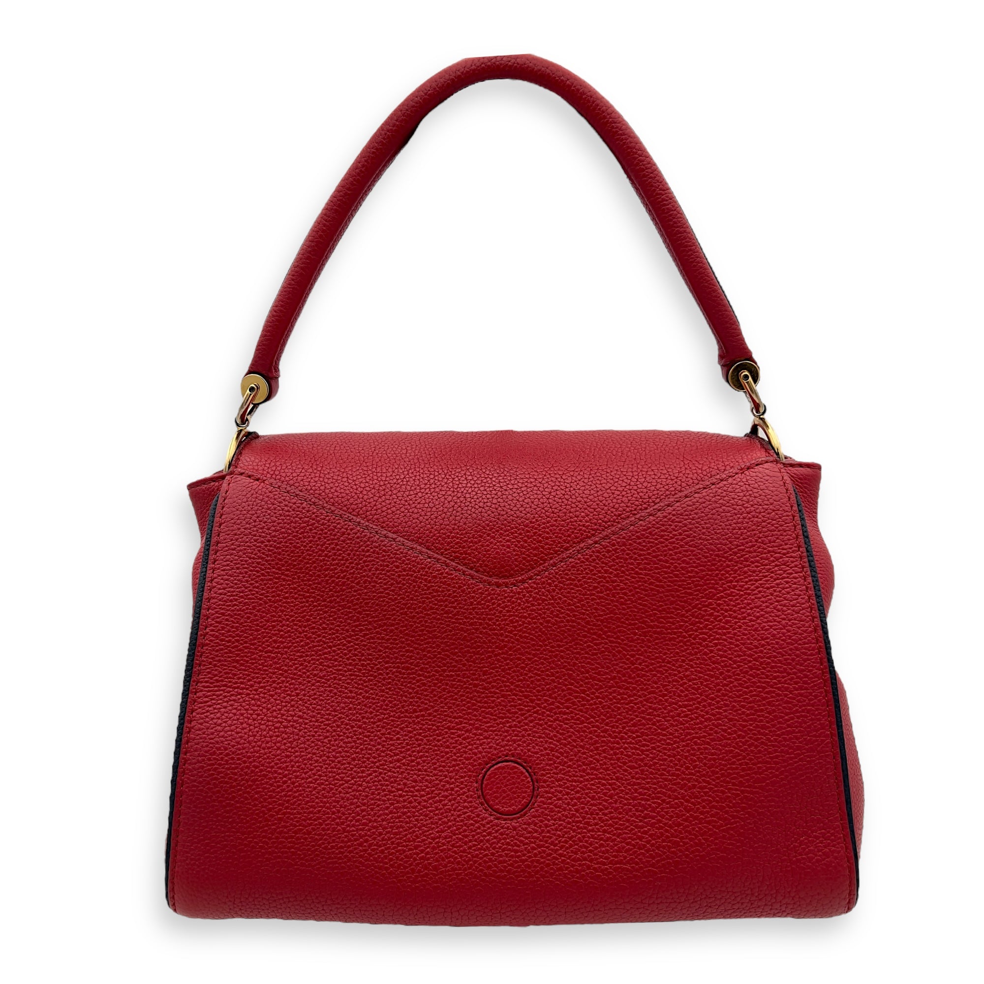 Double V Top Handle Bag Red in Calfskin, Gold hardware - Image 3