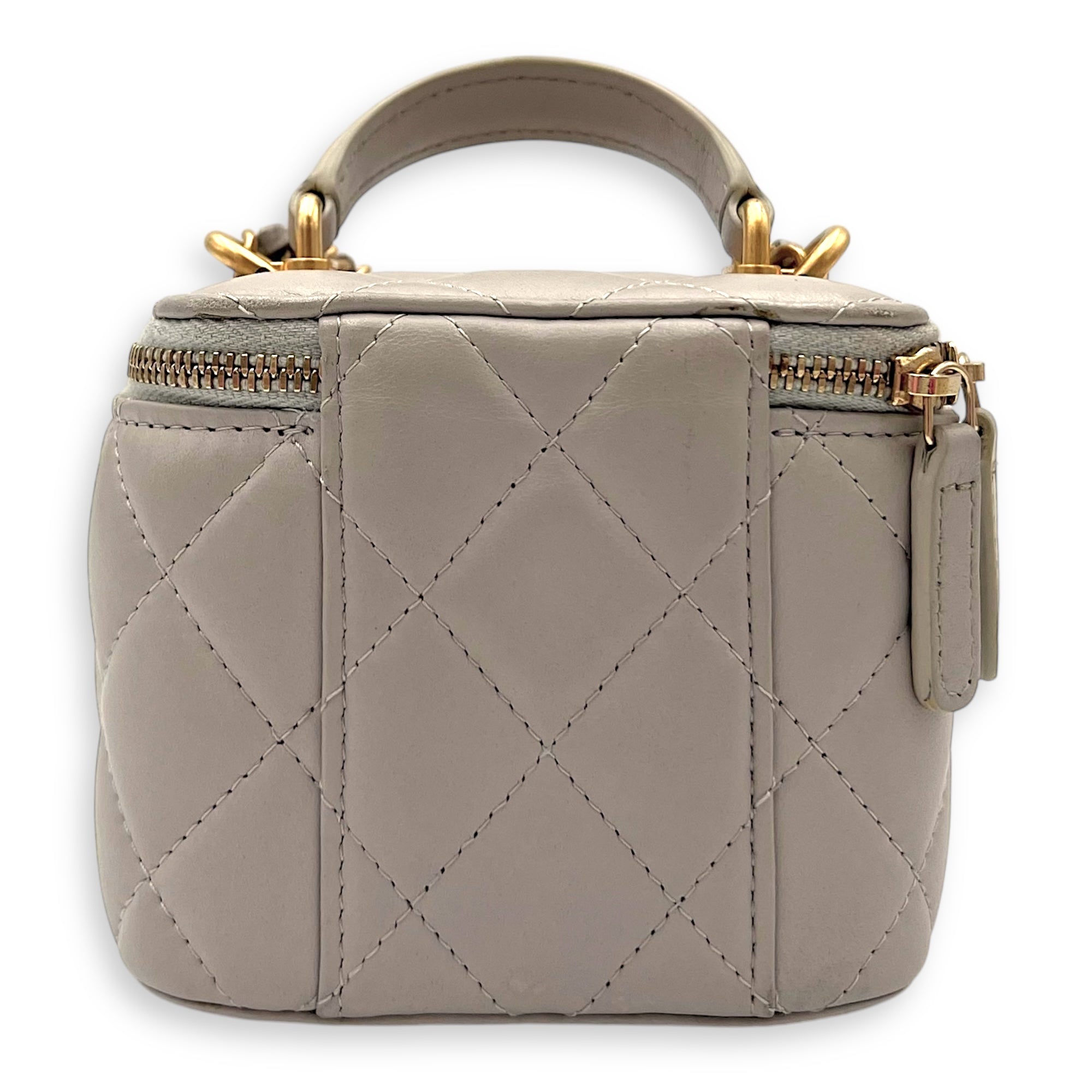 Classic Vanity Bag Mini Grey in Lambskin , Gold Hardware - Image 3