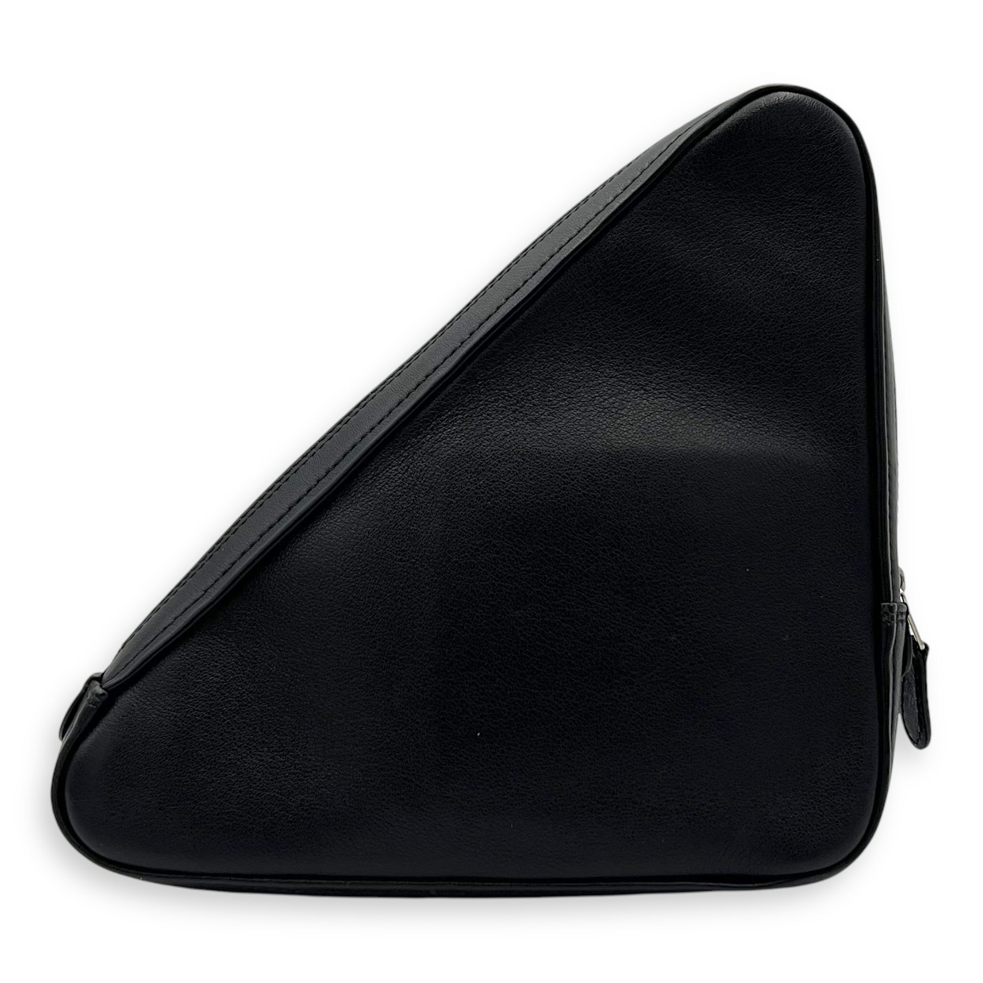 Logo Pouch Black in Calfskin, Silver hardware - Image 3
