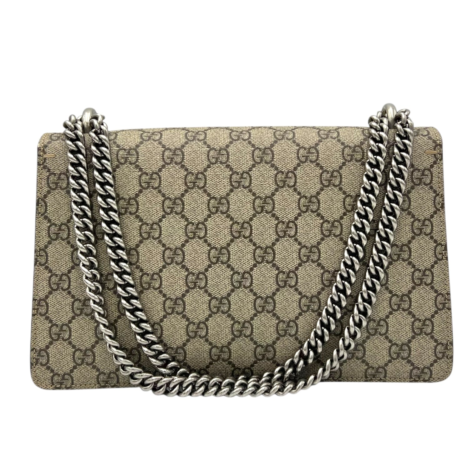 Dionysus Shoulder Bag Small Brown in Coated Canvas, Silver hardware - Image 3