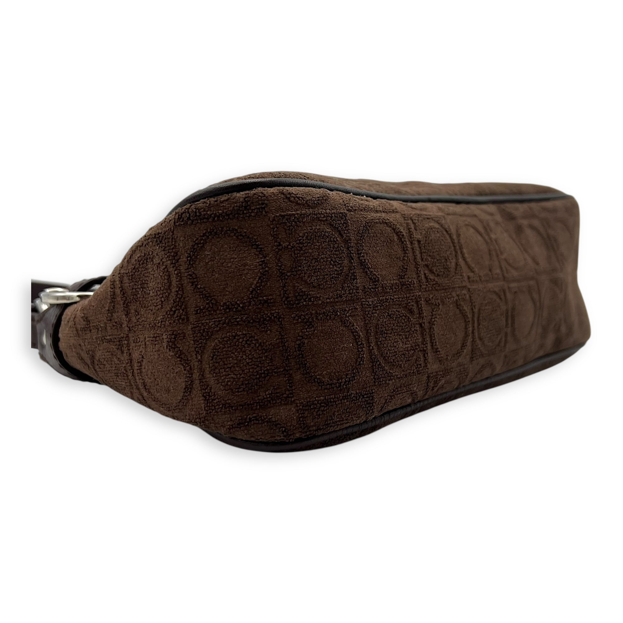 Gancini Brown Shoulder Bag in Fabric, Silver hardware - Image 10