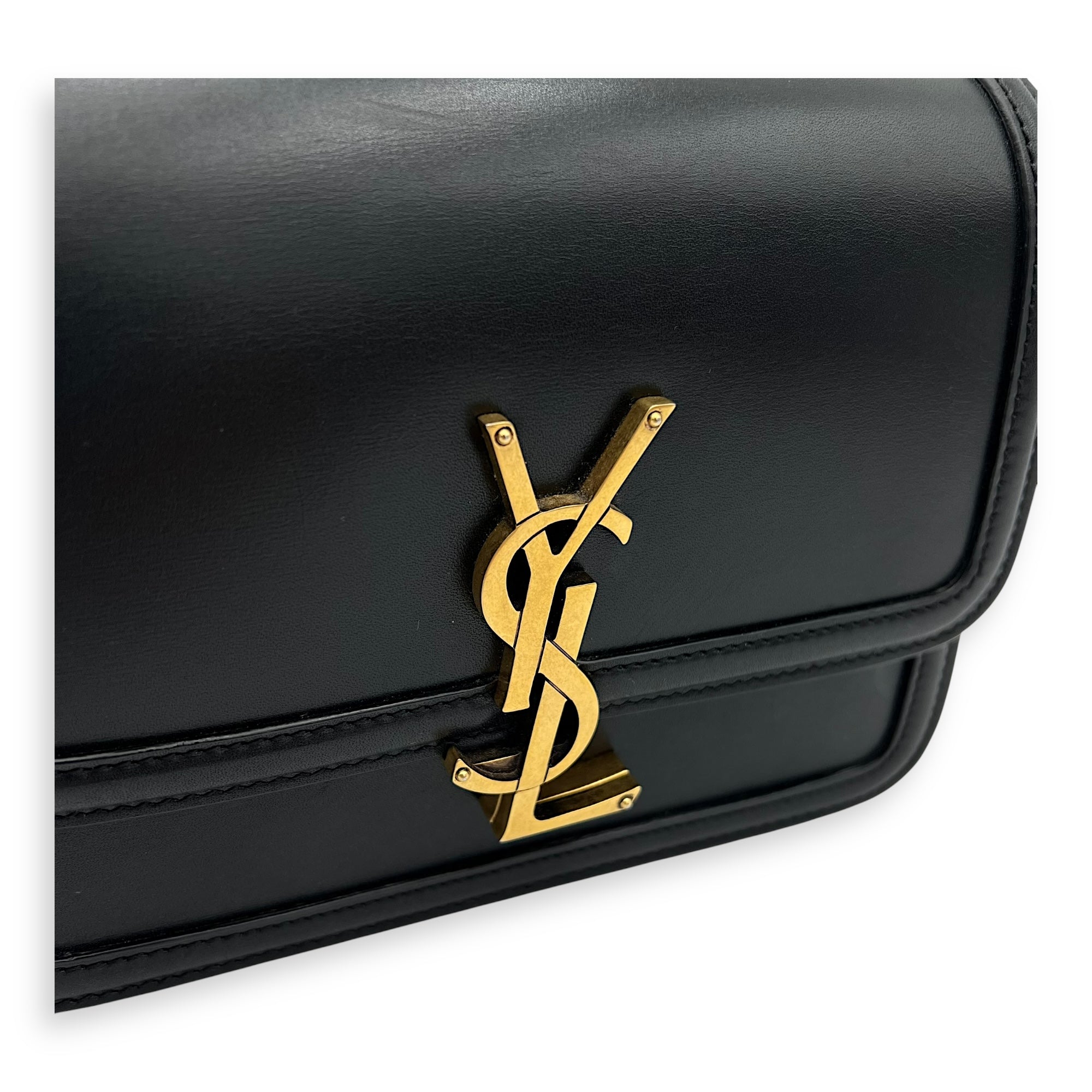 Solferino Shoulder Bag Black in Calfskin, Gold hardware - Image 8