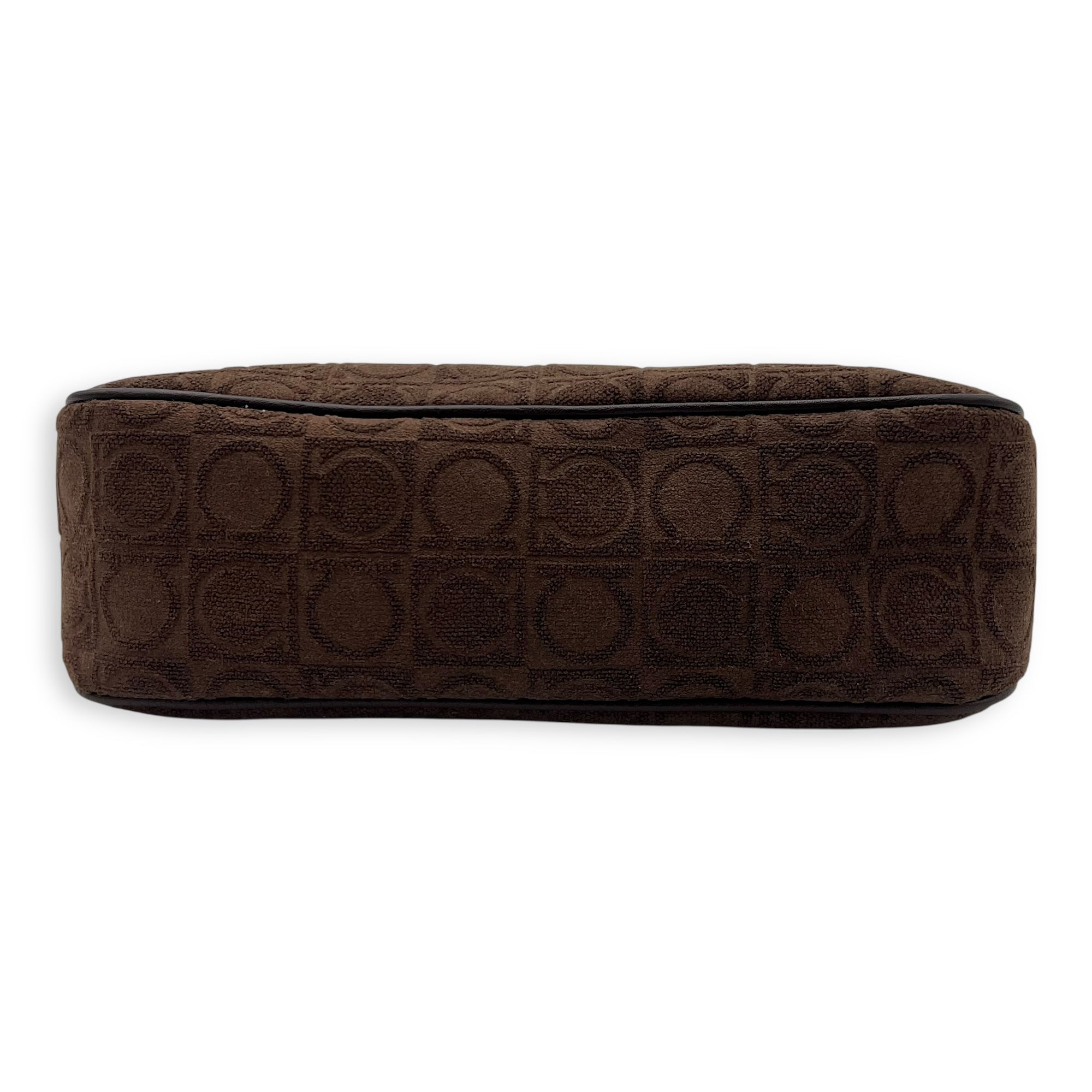 Gancini Brown Shoulder Bag in Fabric, Silver hardware - Image 6