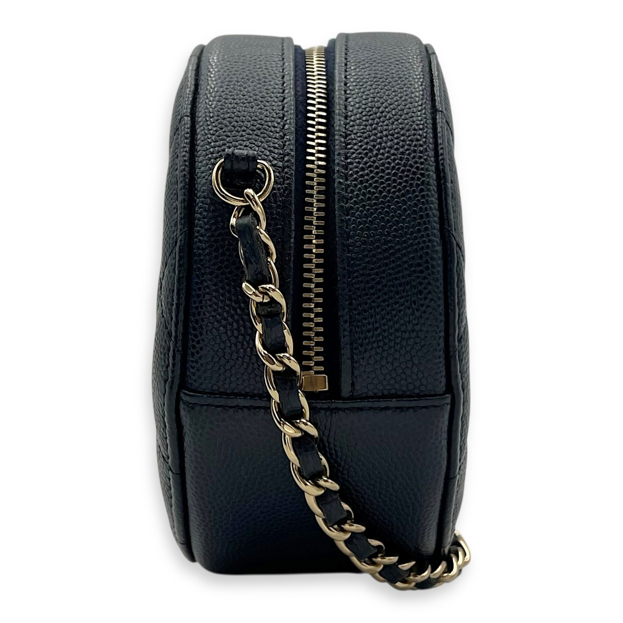 GHW mini round Crossbody Bag Mini Blue in Caviar Leather, Gold hardware - Image 4