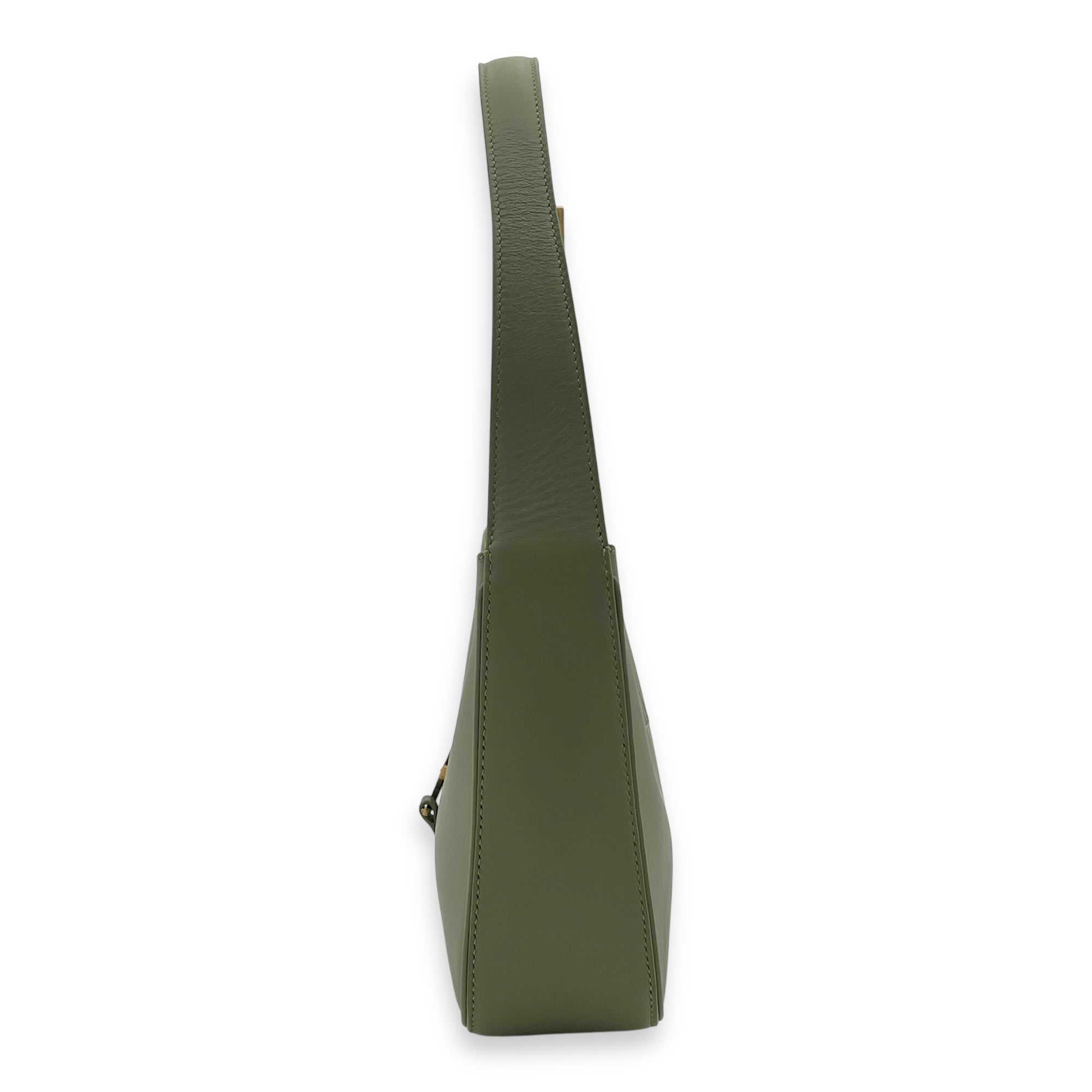 Le 5 A 7 Shoulder Bag Green in Calfskin, Gold hardware - Image 4