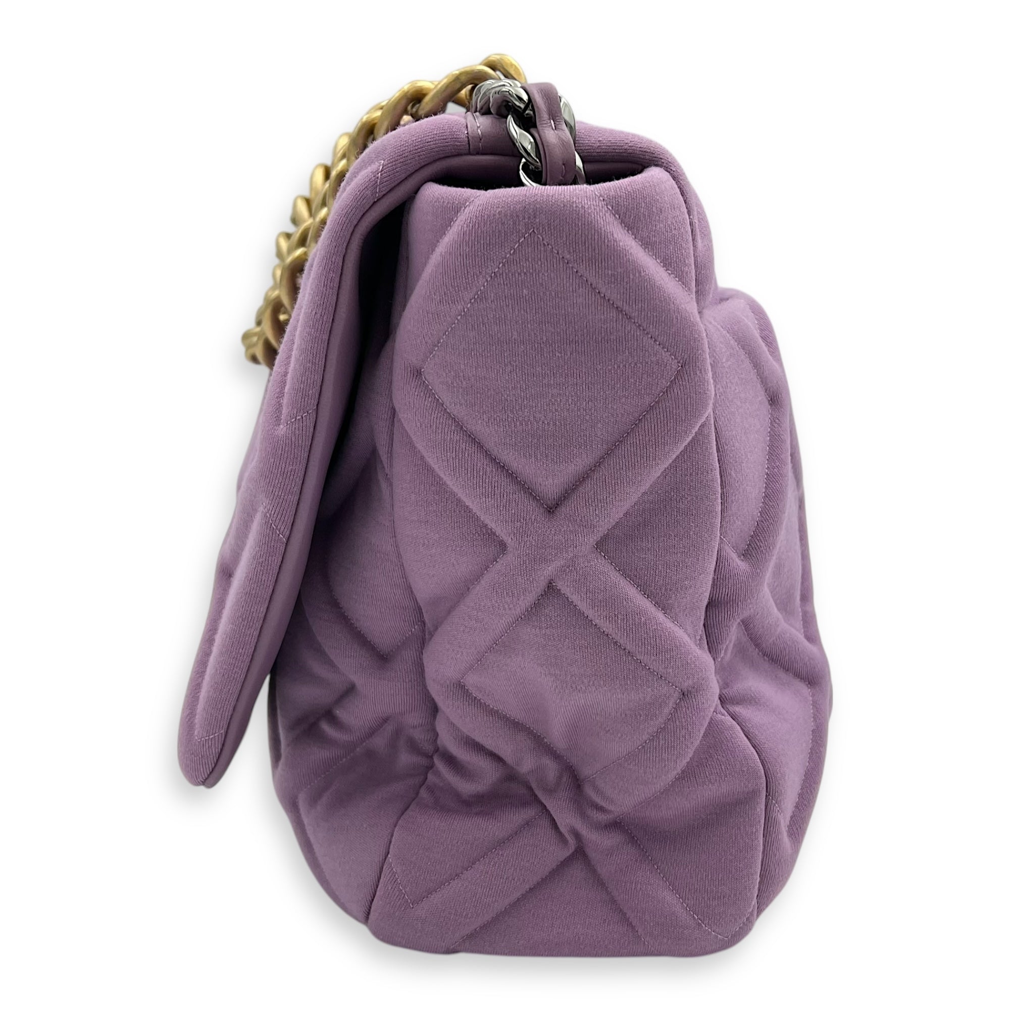C19 Maxi Purple Crossbody Bag in Fabric, Mixed hardware - Image 4