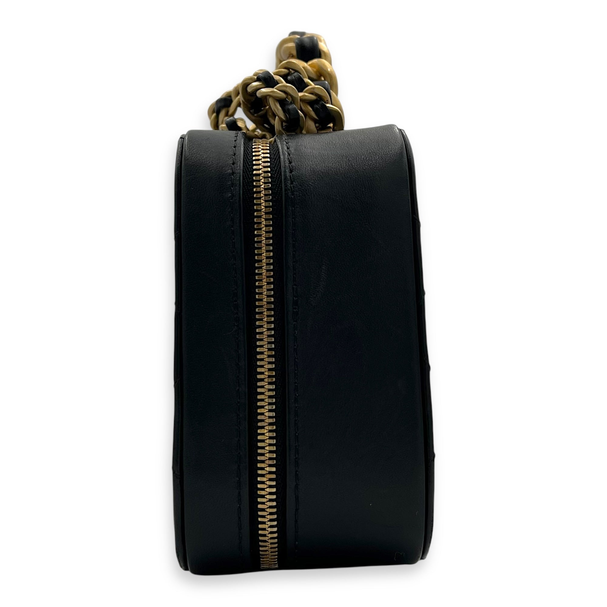 Vanity Chain Black Top Handle Bag in Lambskin, Gold hardware - Image 4