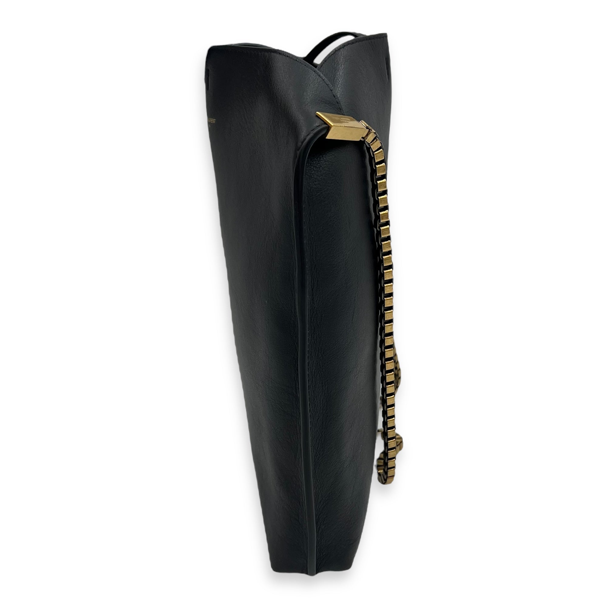 Suzanne Hobo Black Shoulder Bag in Calfskin, Gold hardware - Image 4
