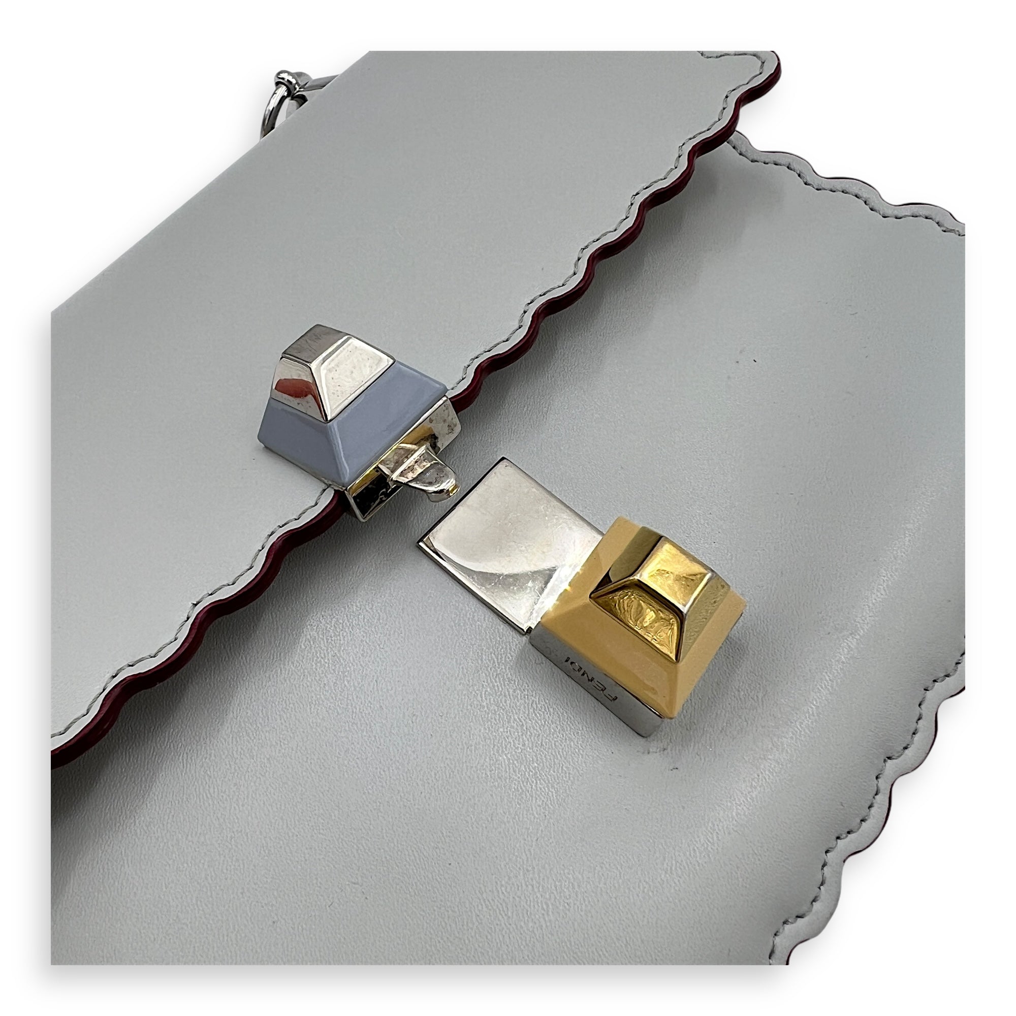 Kan I Small Crossbody bag in Calfskin, Silver Hardware - Image 13