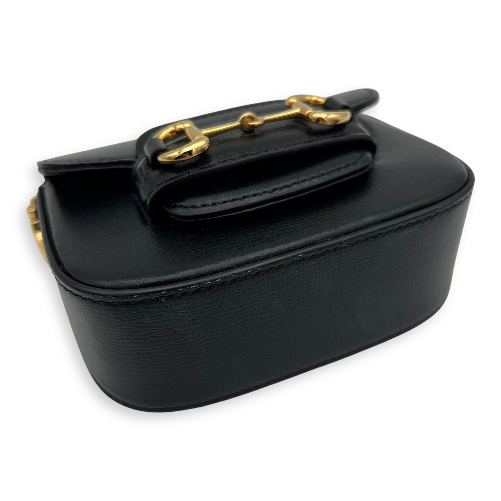 Horsebit 1955 Black Belt Bag in Calfskin, Gold hardware - Image 9