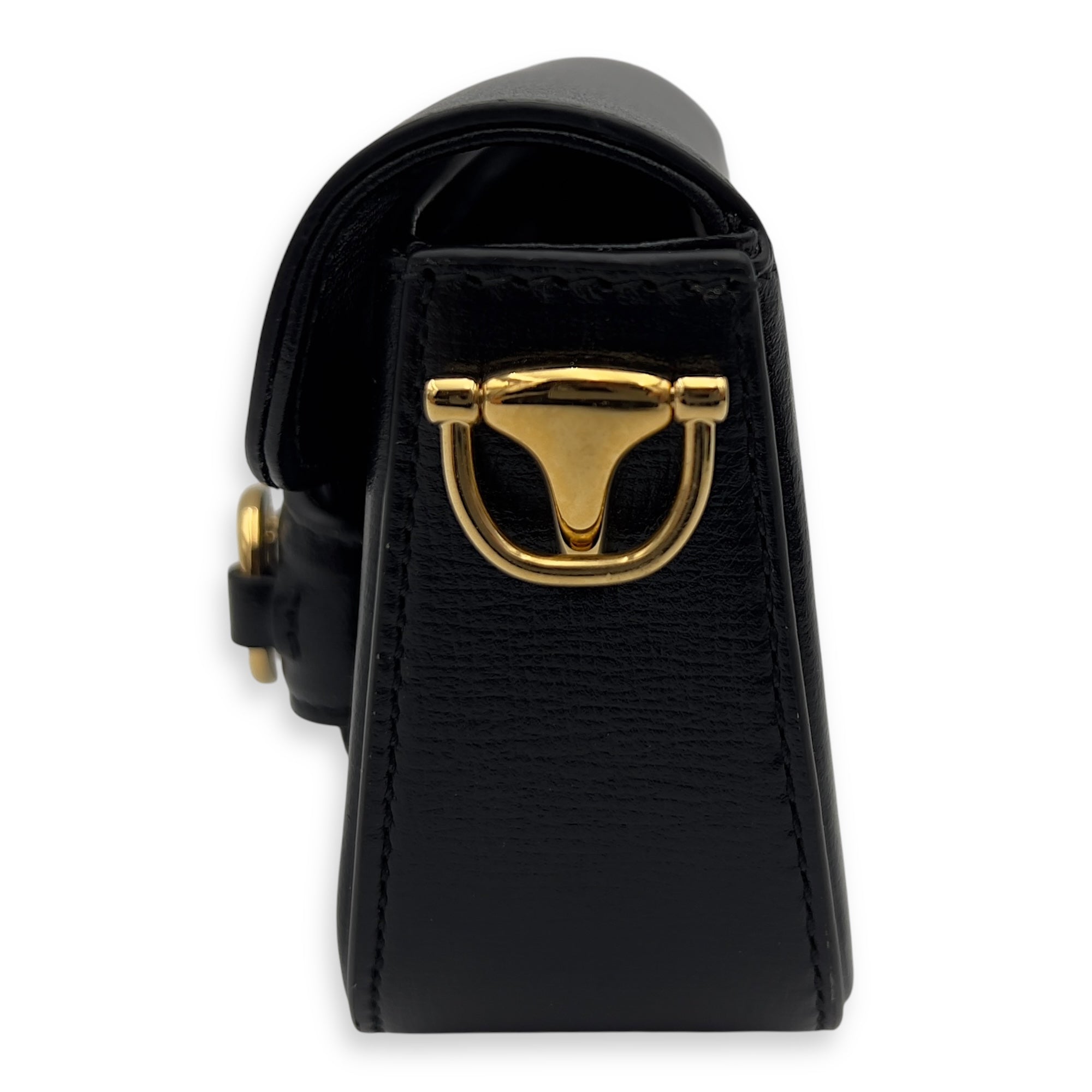 Horsebit 1955 Black Wallet On Chain in Calfskin, Gold hardware - Image 5