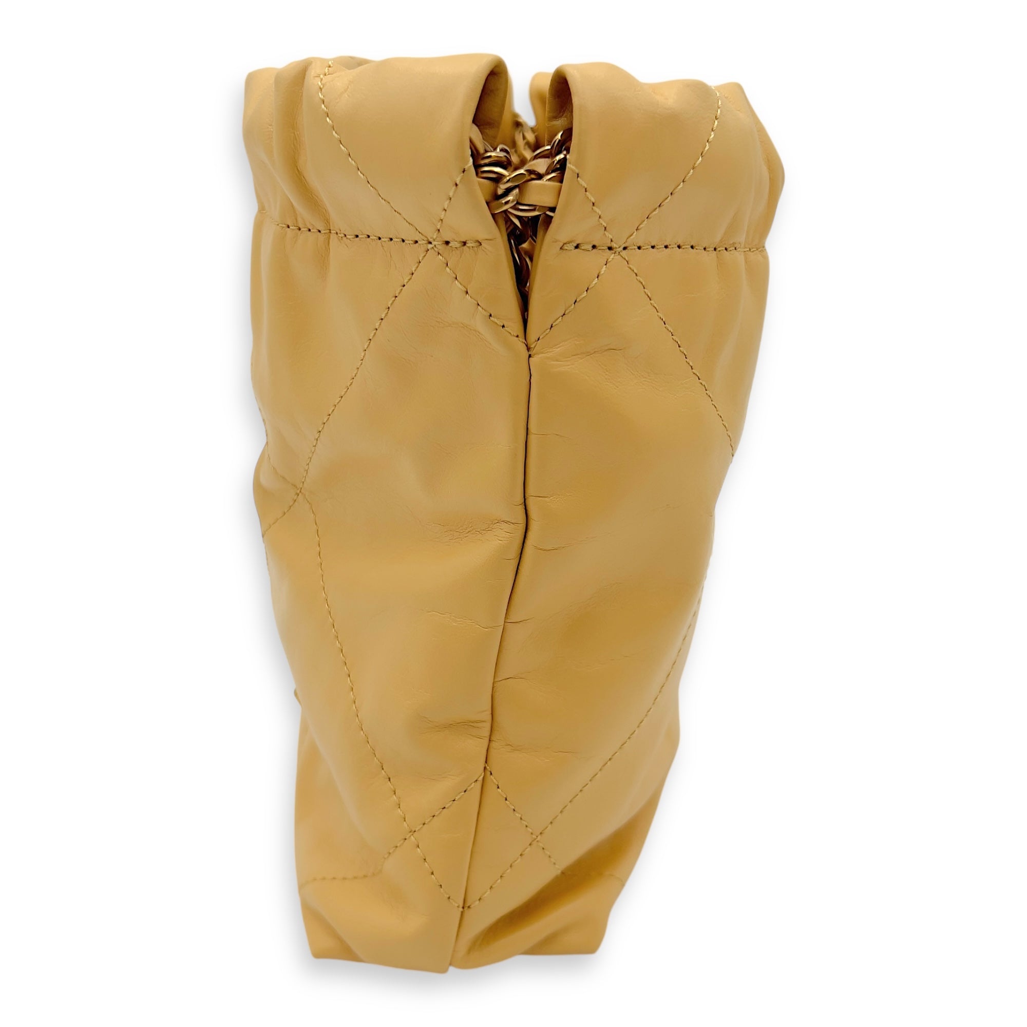 22 Tote Shoulder Bag Mini Beige in Lambskin, Gold hardware - Image 5