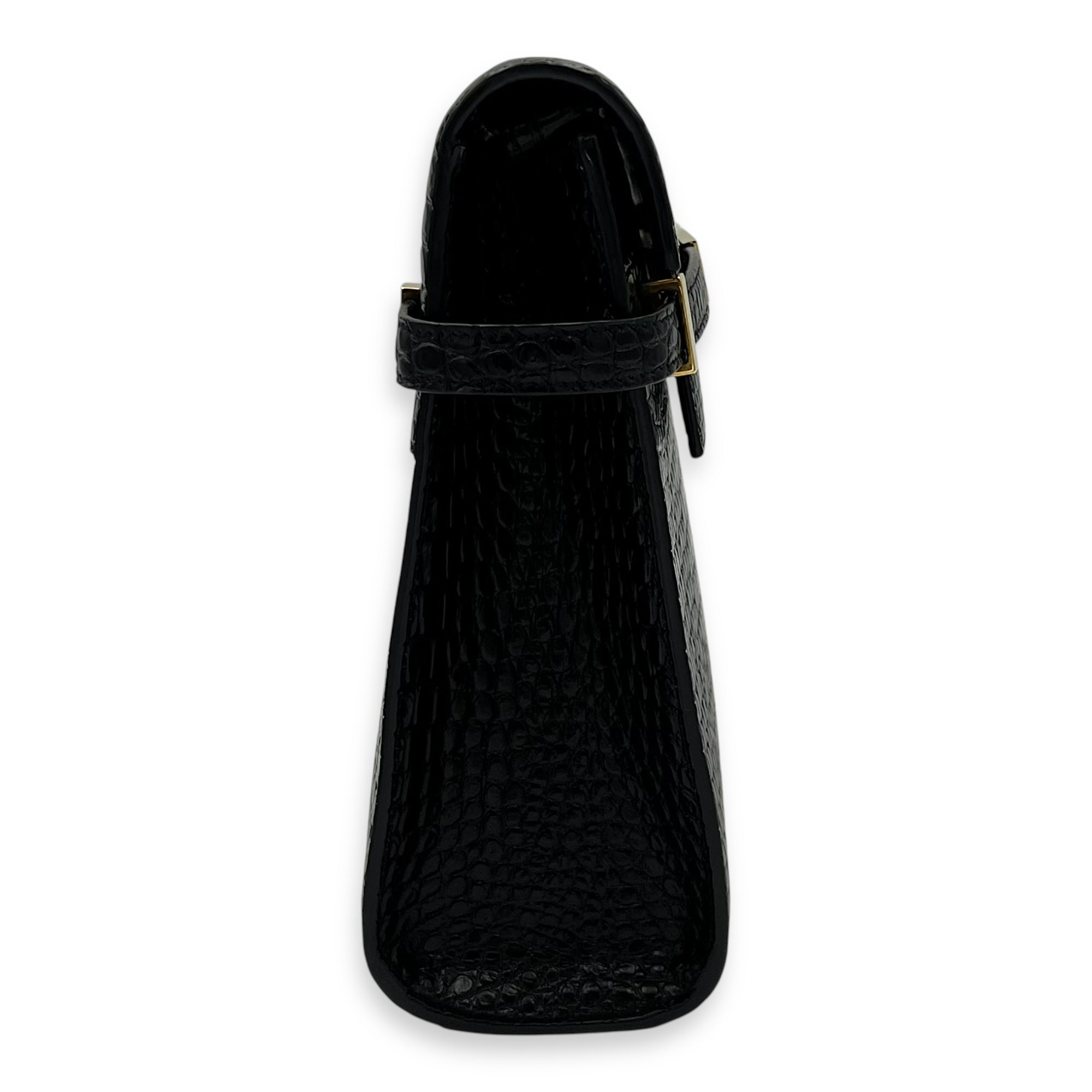 Manhattan Shoulder Bag Black in Crocodile Embossed Calfskin, Gold hardware - Image 5