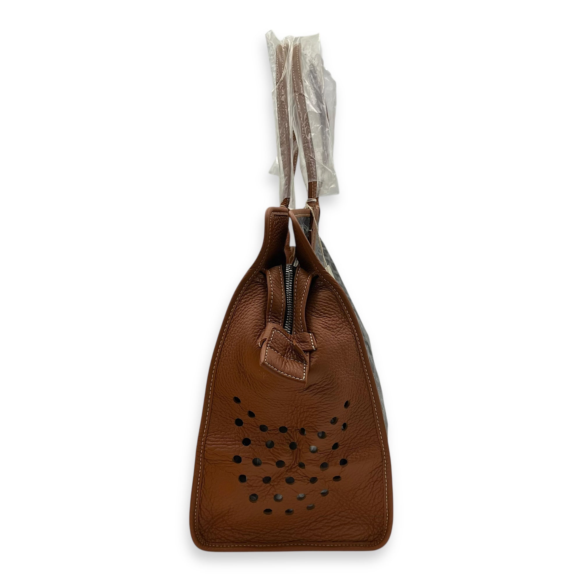 Hardy PM Brown Tote Bag in Coated Canvas, Silver hardware - Image 5