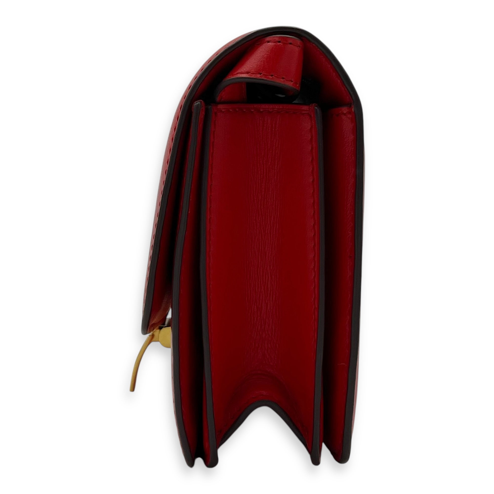 Box Small Red Crossbody Bag in Calfskin, Gold hardware - Image 5