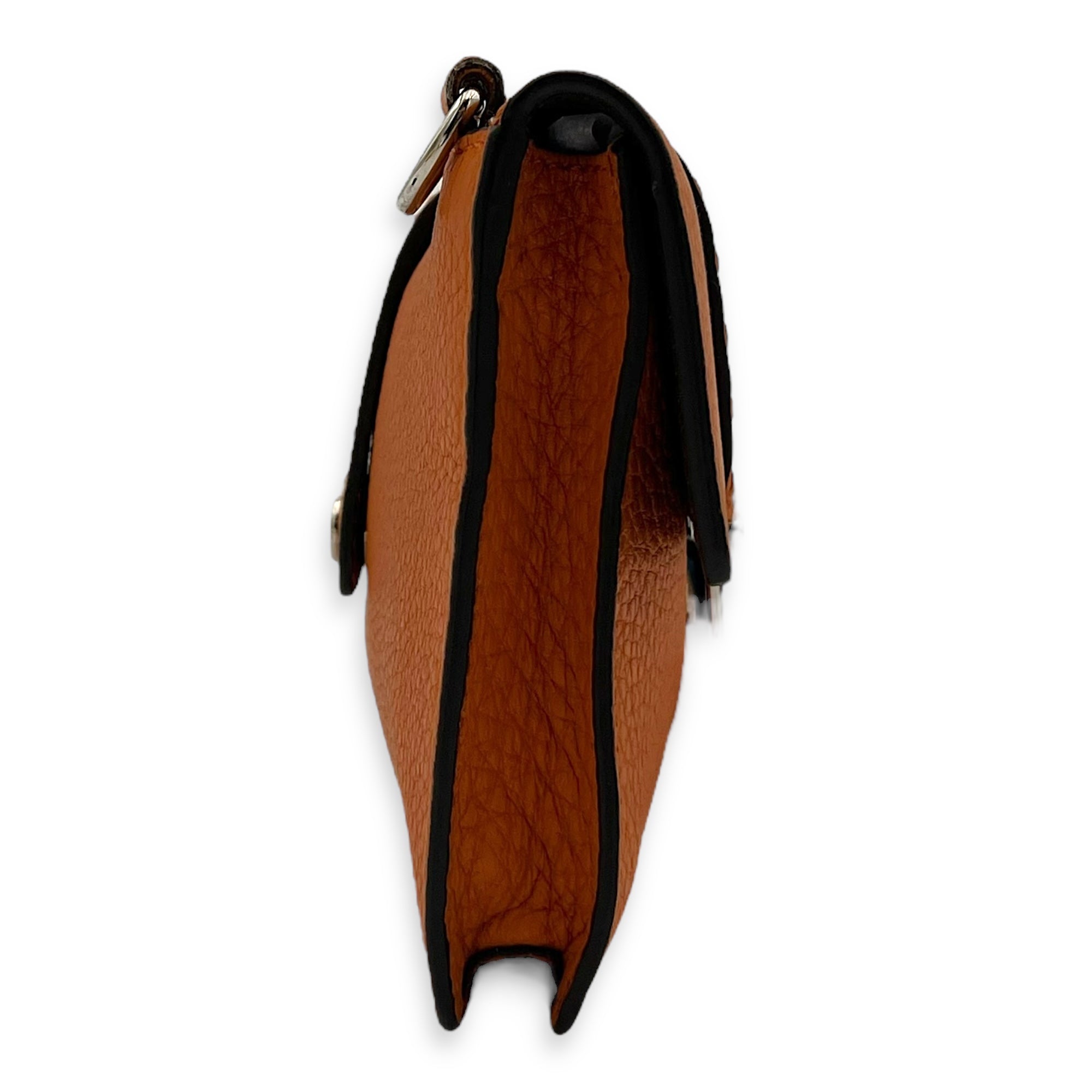 Baguette Crossbody Bag Orange in Calfskin, Silver hardware - Image 5